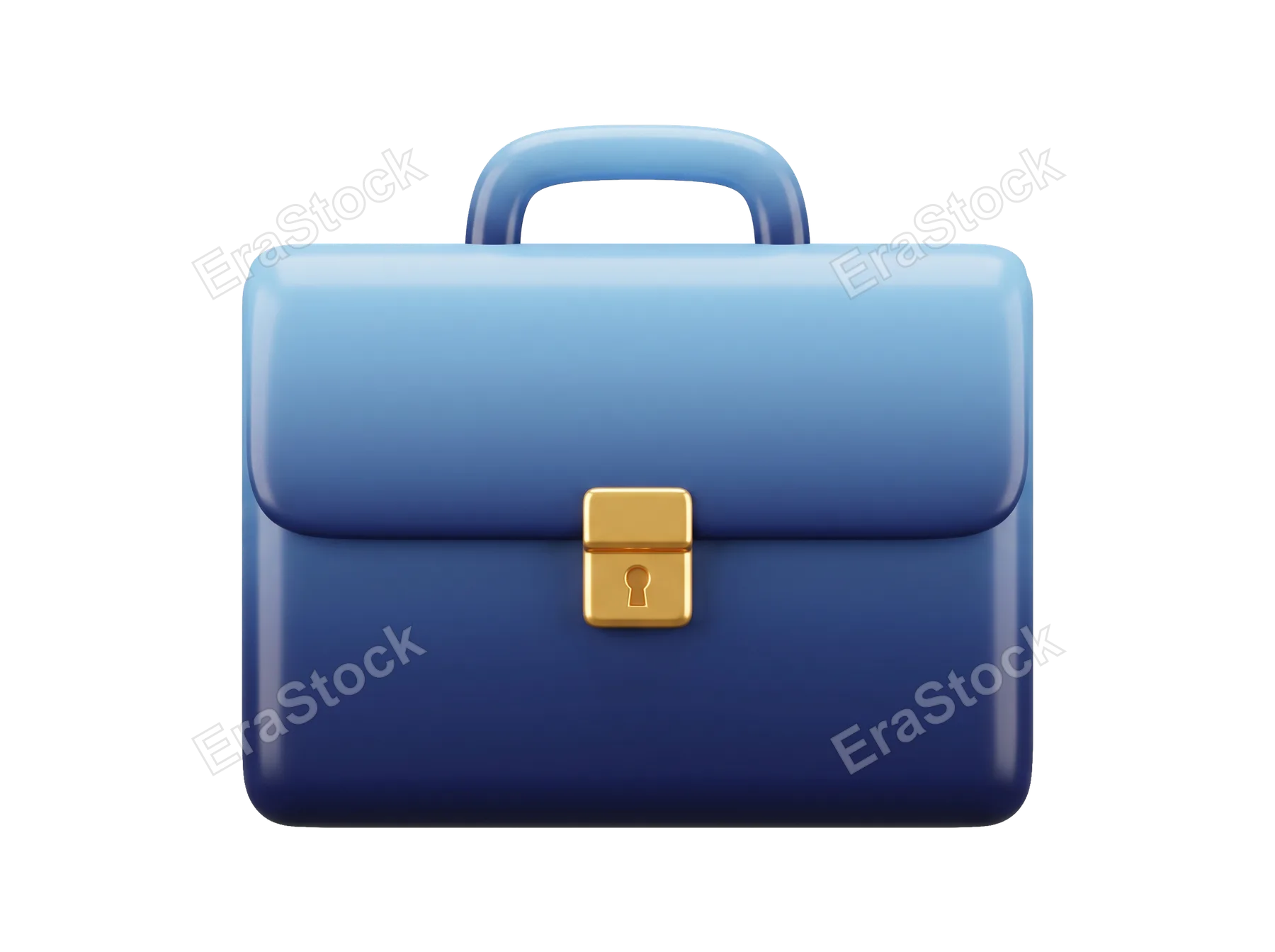 A sleek, stylized 3D rendering of a blue briefcase featuring a prominent gold lock, perfect for representing concepts of finance, travel, or professional work