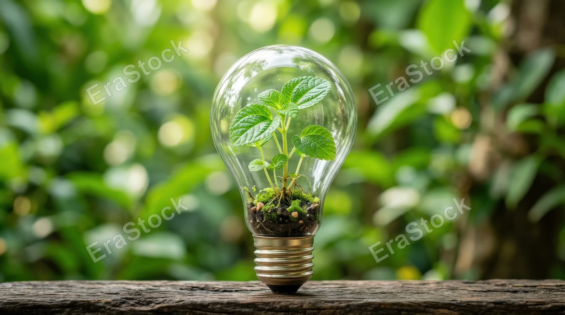 A green plant growing inside a clear light bulb on a green background, fresh leaves and transparent glass, eco symbolism, soft vibrant light, clean optimistic mood, ultra-realistic, no logos.