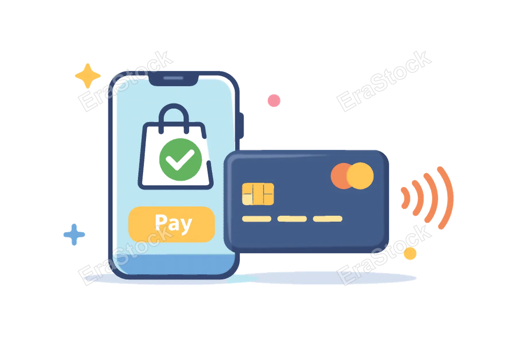 Digital payment options and modern financial transactions in an e-commerce environment focused on convenience and secure checkout experiences, a credit card paired with a