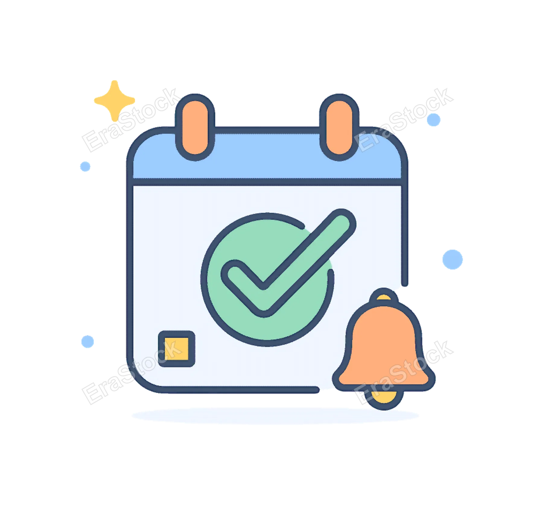 Appointment confirmation and reliable scheduling in a modern business context emphasizing trust and punctual coordination, a calendar icon with a bold checkmark combined