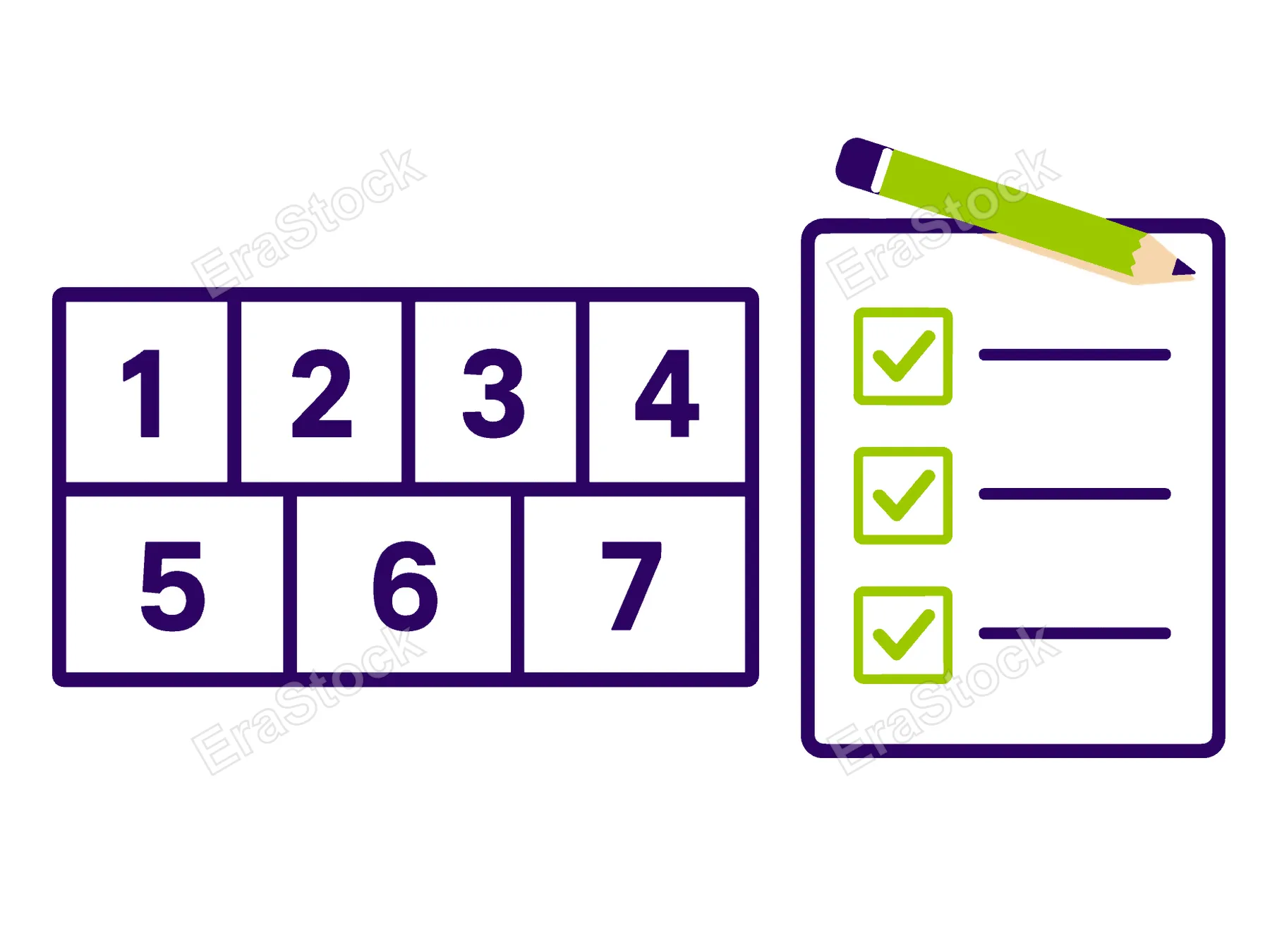 A visual representation of a to-do list with completed items and a numbered grid, symbolizing organization and progress
