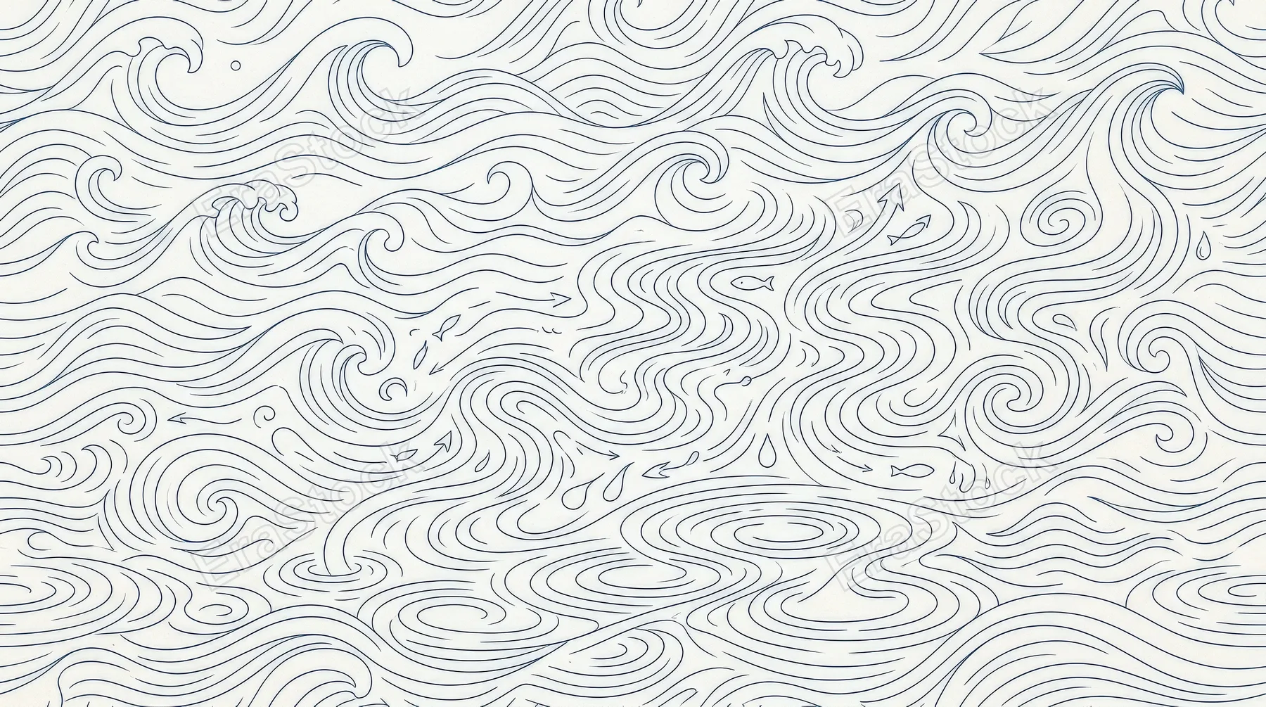 Thin line sea wave icons with flowing lake, river and ocean forms in a seamless abstract water symbol collection, calm and fluid, ultra-realistic, no logos.