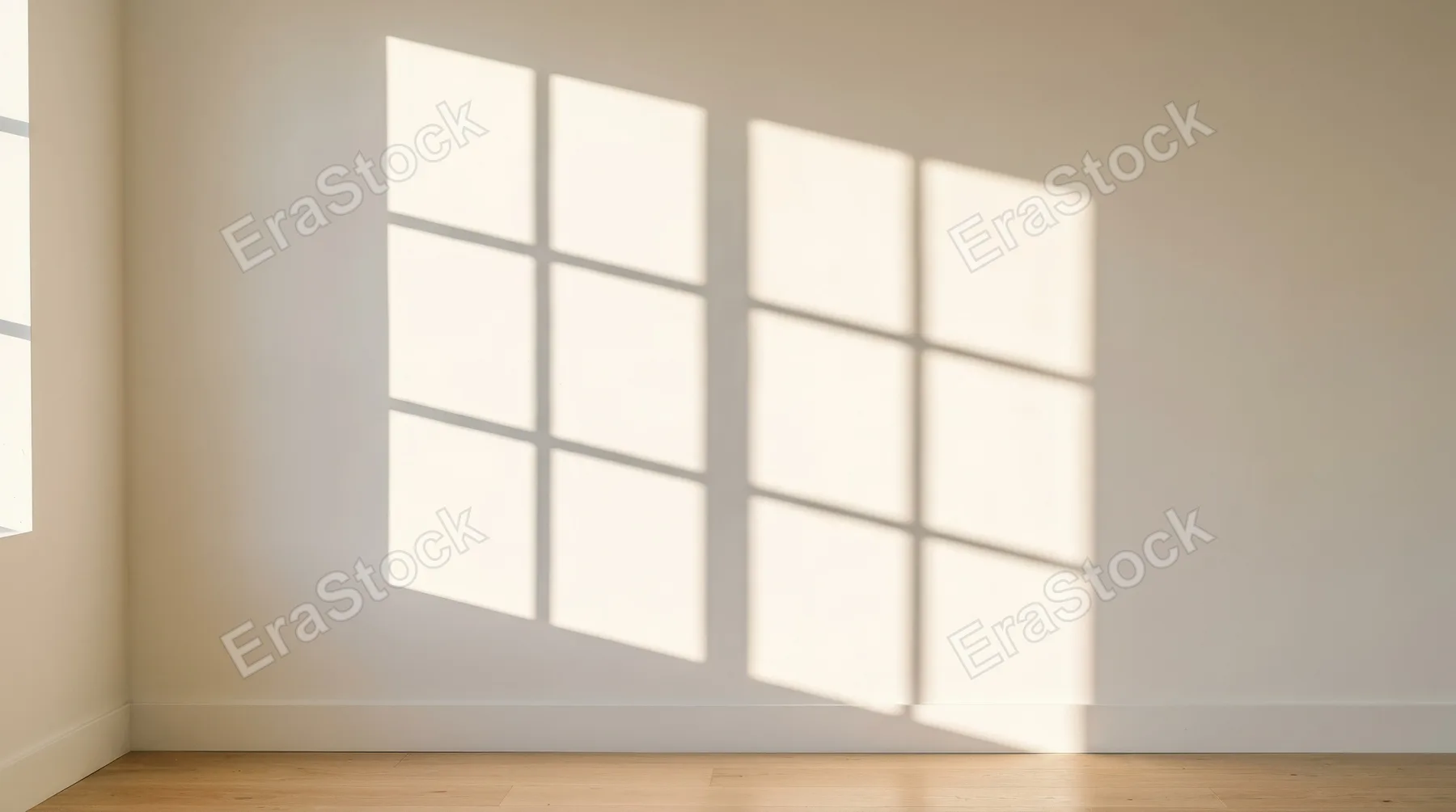 A realistic window shadow with light blur isolated cleanly, bright summer sun and subtle tonal gradients, crisp minimal atmosphere, ultra-realistic, no logos.