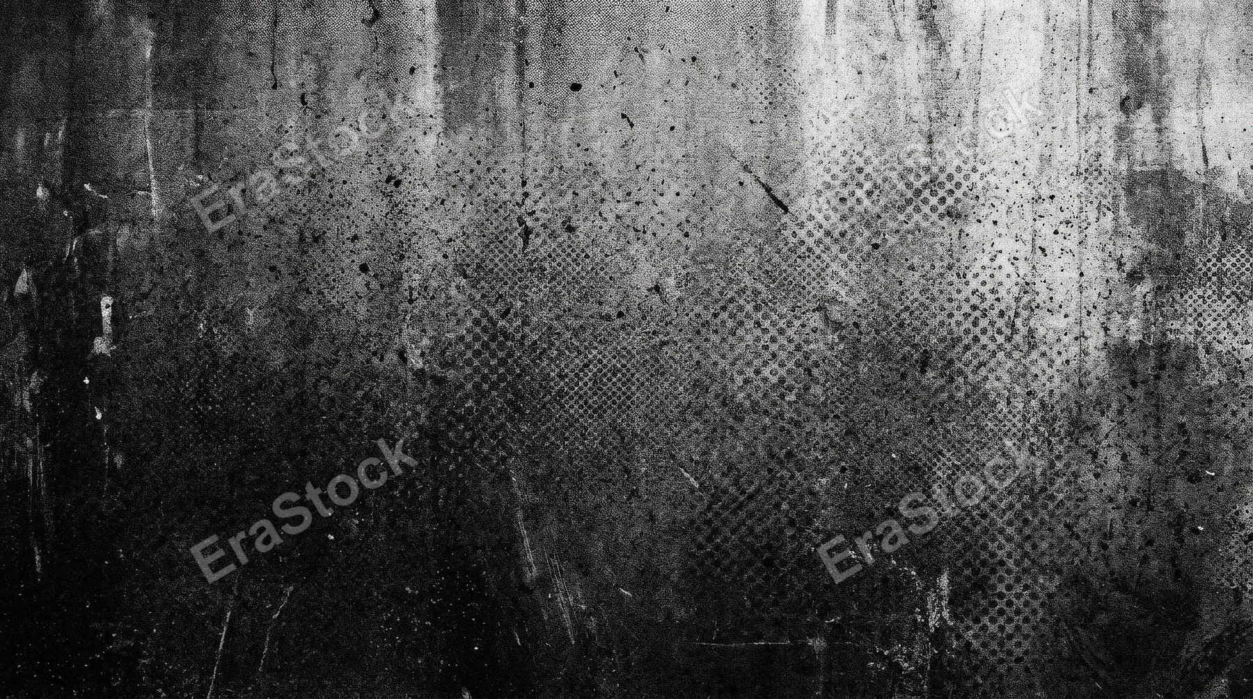 A gritty abstract gradient texture with monochrome grain, speckled stipple noise and rough grunge overlay, dusty halftone atmosphere, ultra-realistic, no logos.