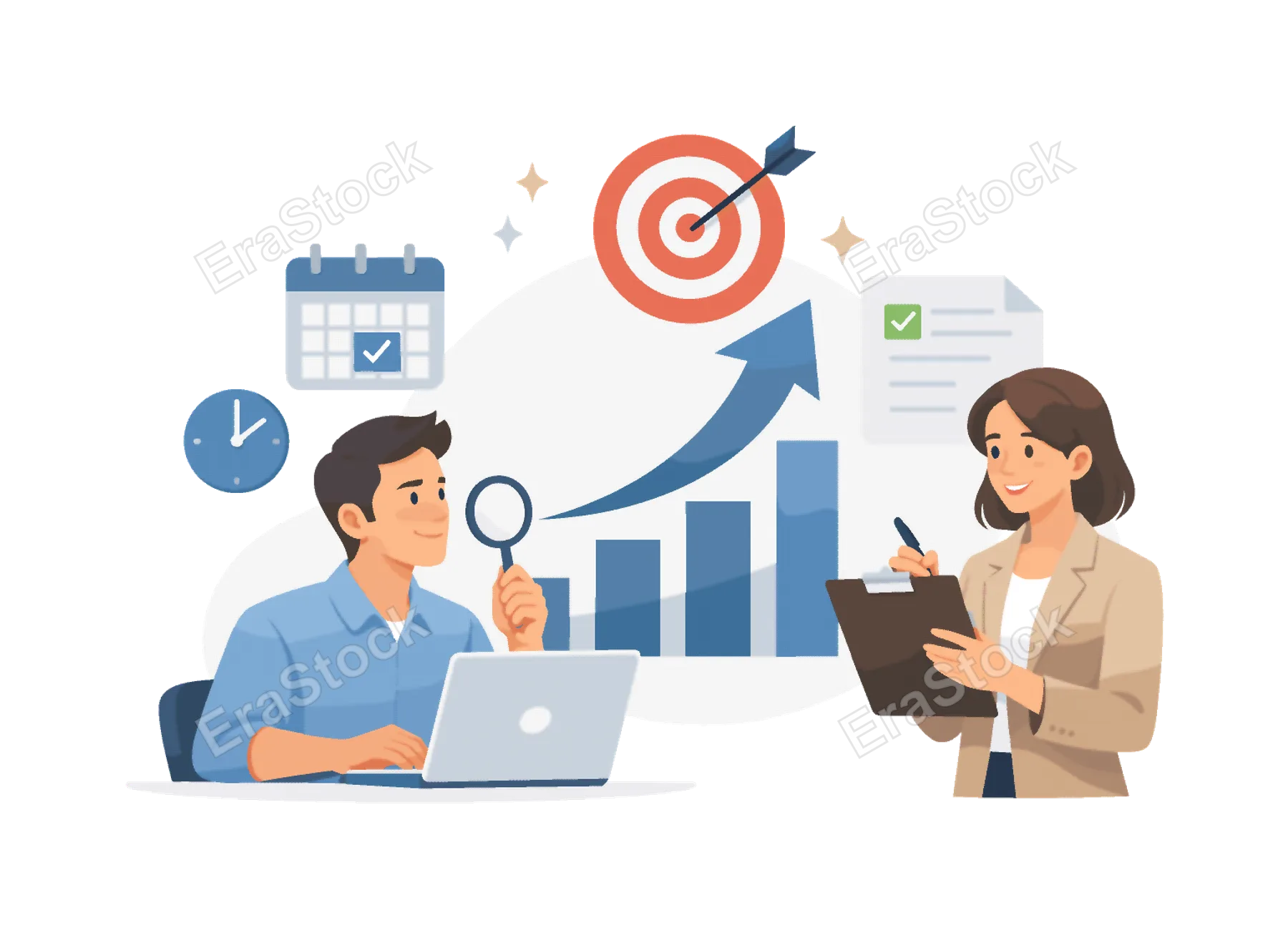 Workflow optimization and goal achievement theme where productivity icons represent focus, prioritization, and consistent progress in modern work settings, represented by