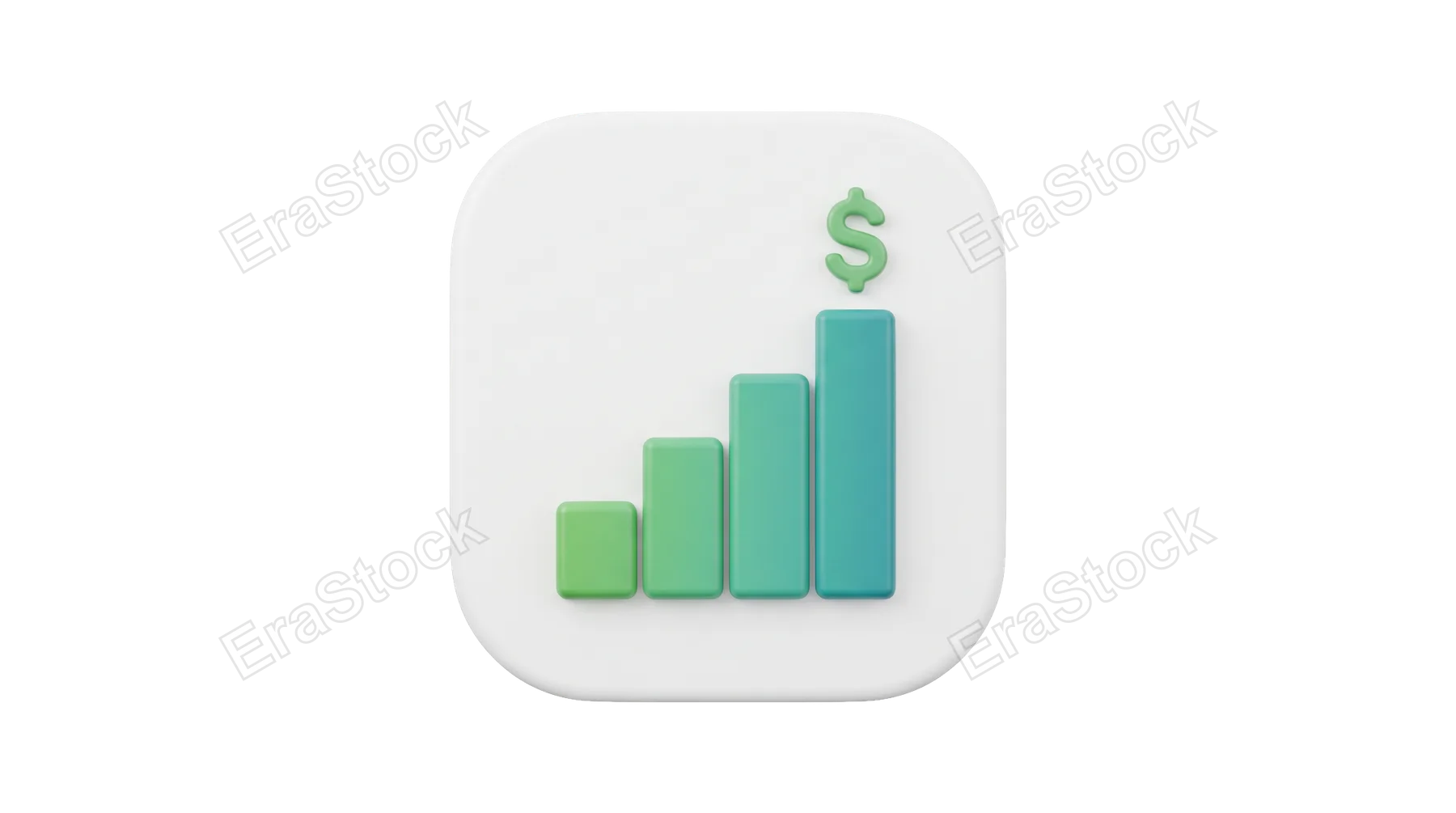 A minimalist 3D rendering of a bar graph showing an upward trend with a dollar symbol at the peak, symbolizing financial prosperity and economic progress