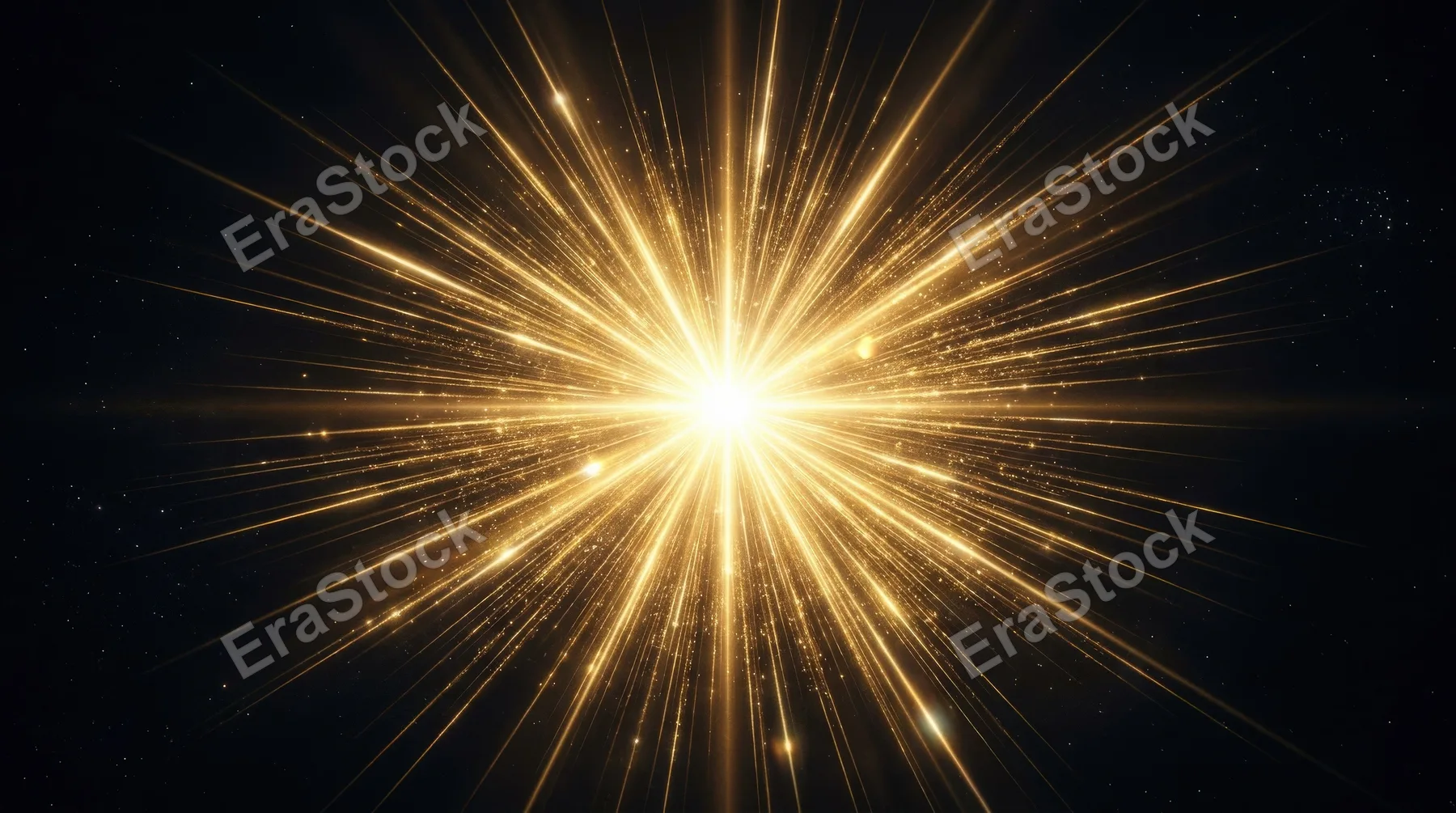 A golden starburst flare with radiant glow and shining rays, elegant abstract light against a dark backdrop, ultra-realistic, no logos.