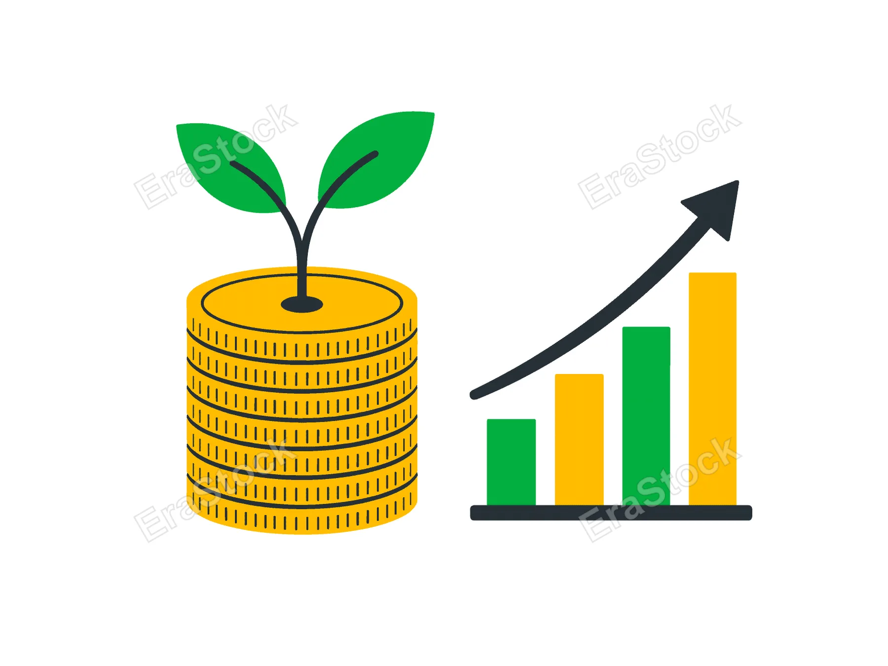 Visual representation of financial success and investment growth, symbolizing a thriving economy and positive business development