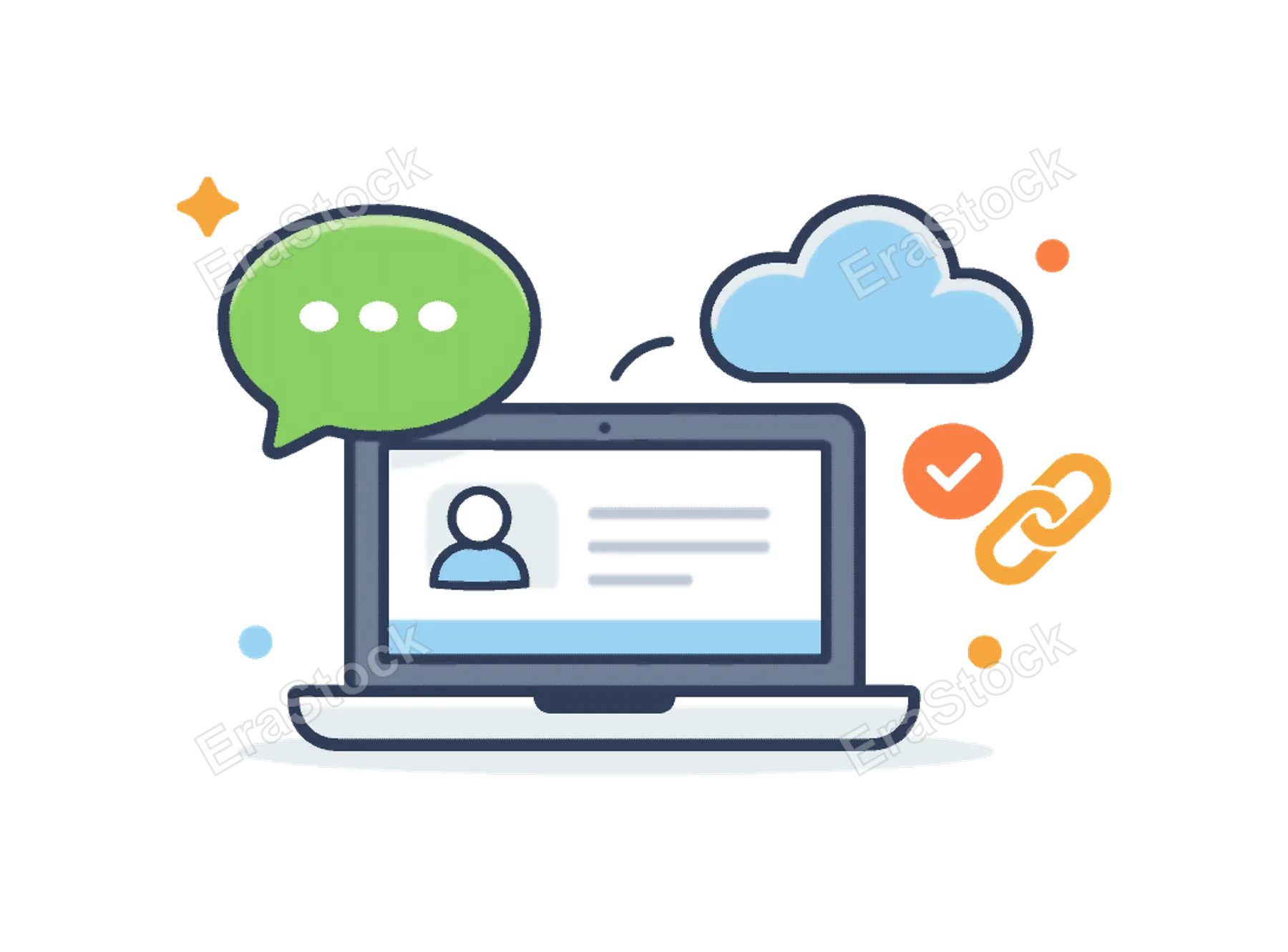 Remote team collaboration and connected digital communication in modern distributed workplaces where professionals coordinate tasks and share information online, a laptop connected