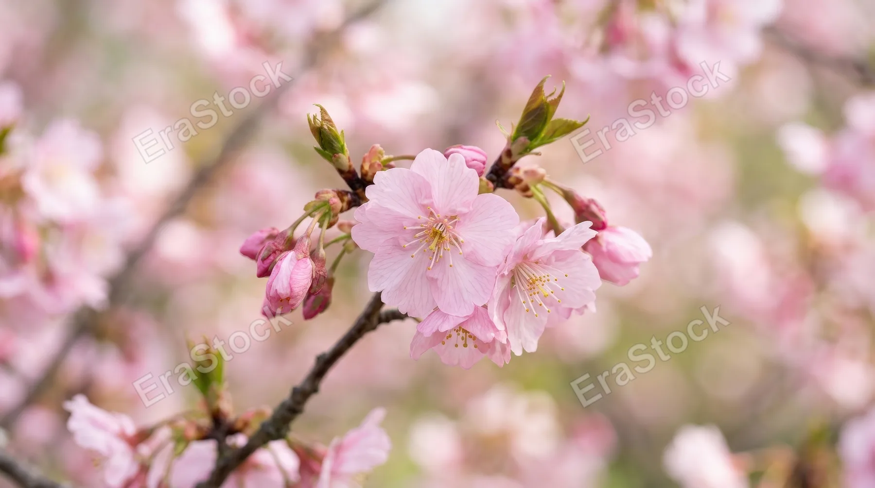 A full-frame macro of delicate pink cherry blossoms, soft petals and dreamy blurred texture creating a romantic spring atmosphere, ultra-realistic, no logos.