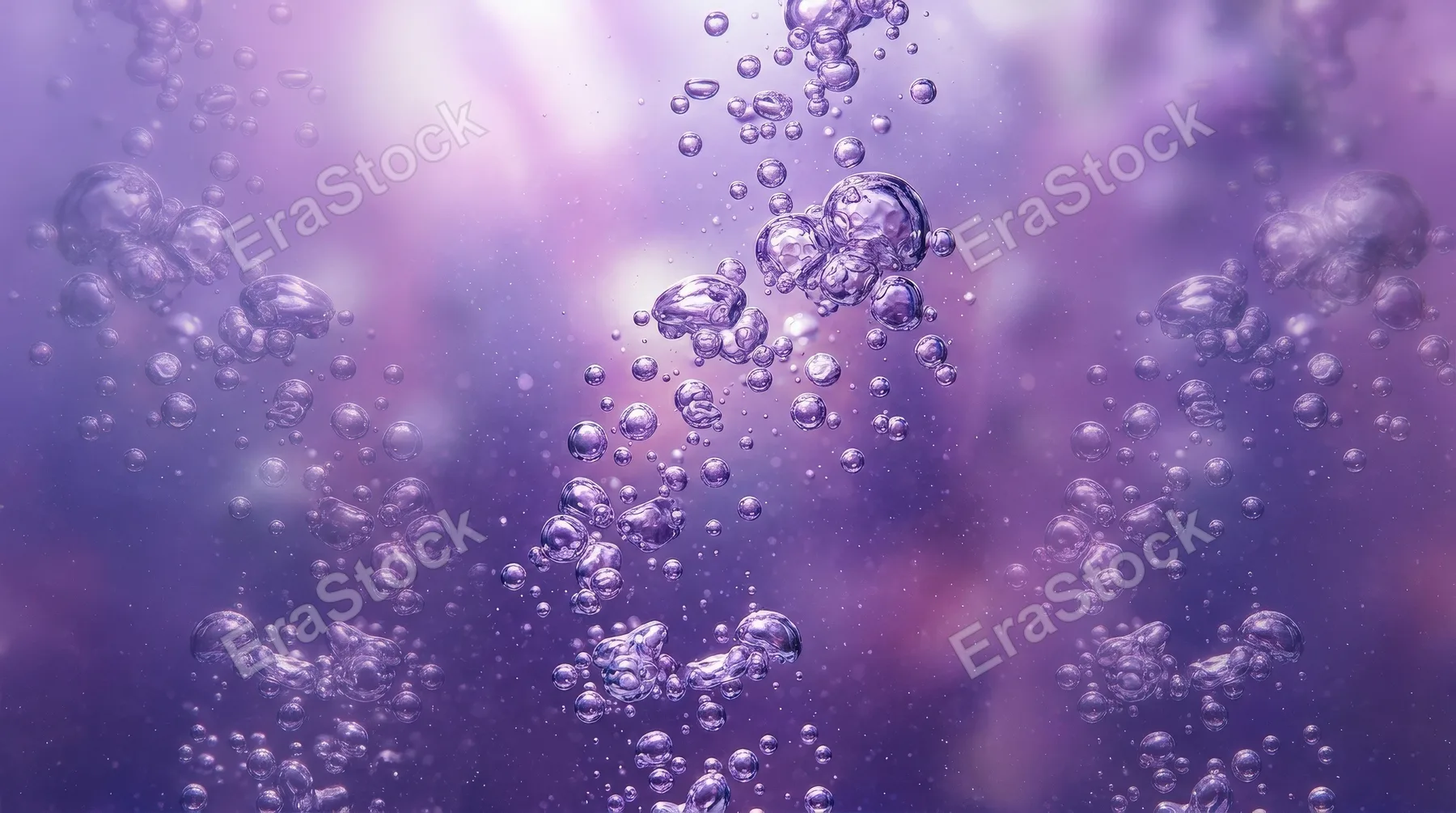 Abstract violet bubbles floating in water against a soft purple backdrop, vertical composition, light gradients and delicate dreamy mood, ultra-realistic, no logos.