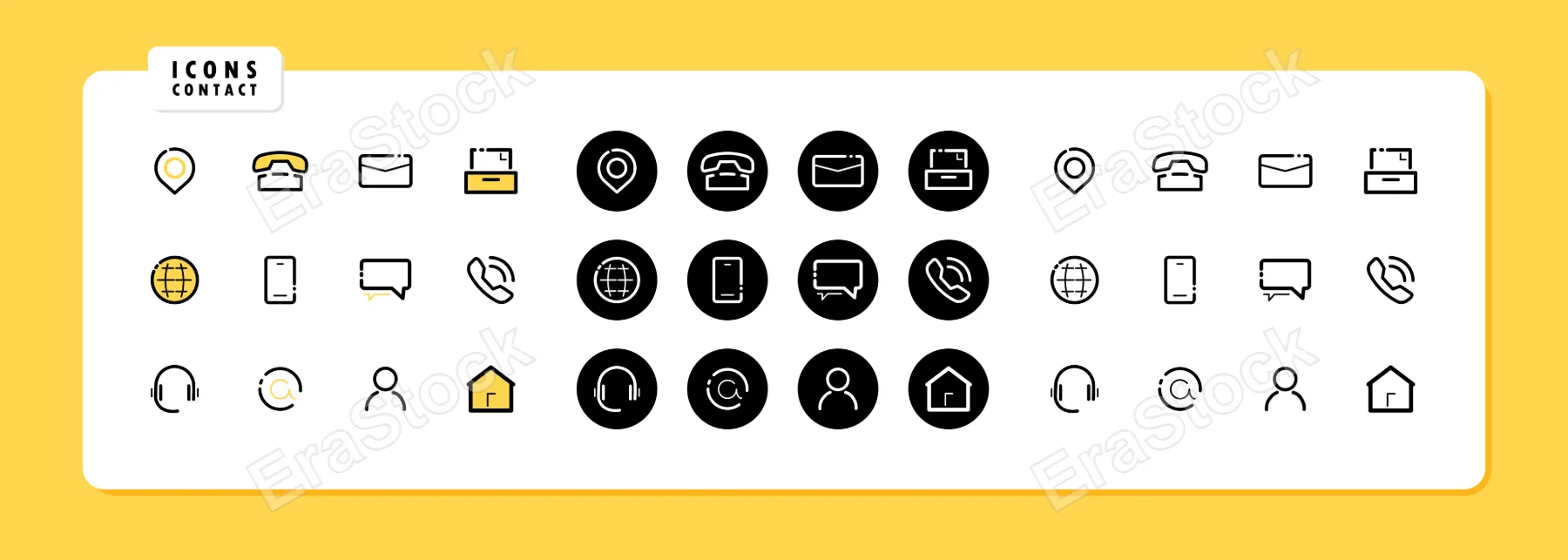Contact us icon set vector illustration. Phone, email, website, address, internet sign. Communication tags. Vector line icon set for Business and Web Design.