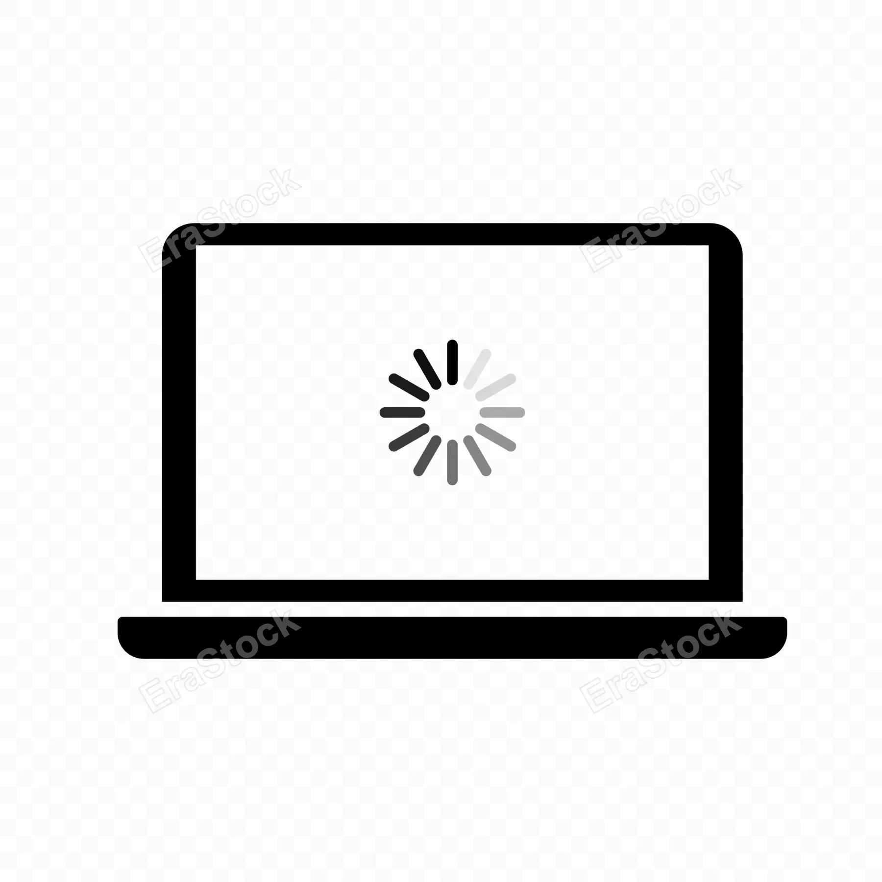 Laptop with loading icon. Software update. Computer upgrade process concept. Vector line icon for Business and Advertising.