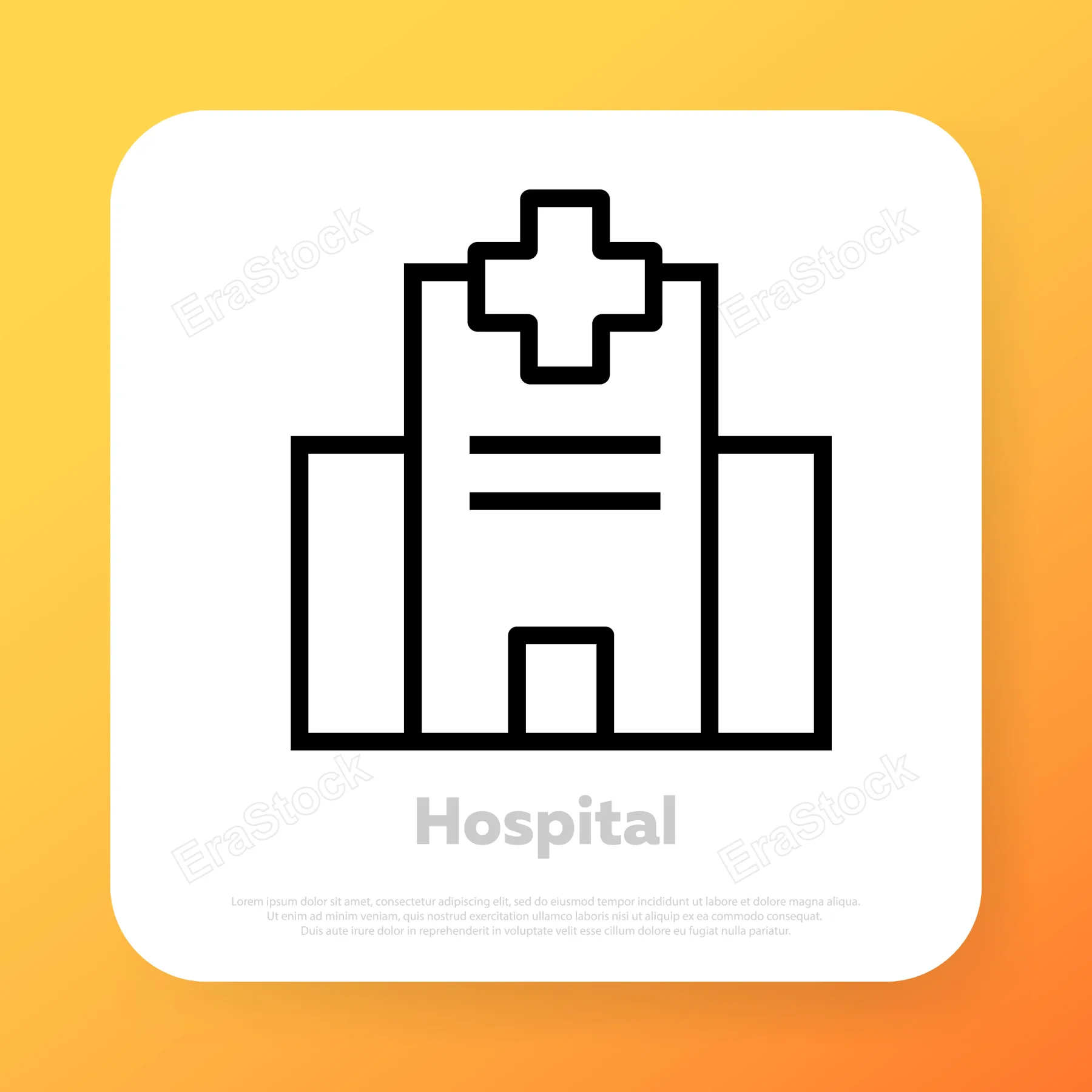 Hospital icon. Medical center. Place for sick patients. Health care concept. Vector line icon for Business and Advertising.