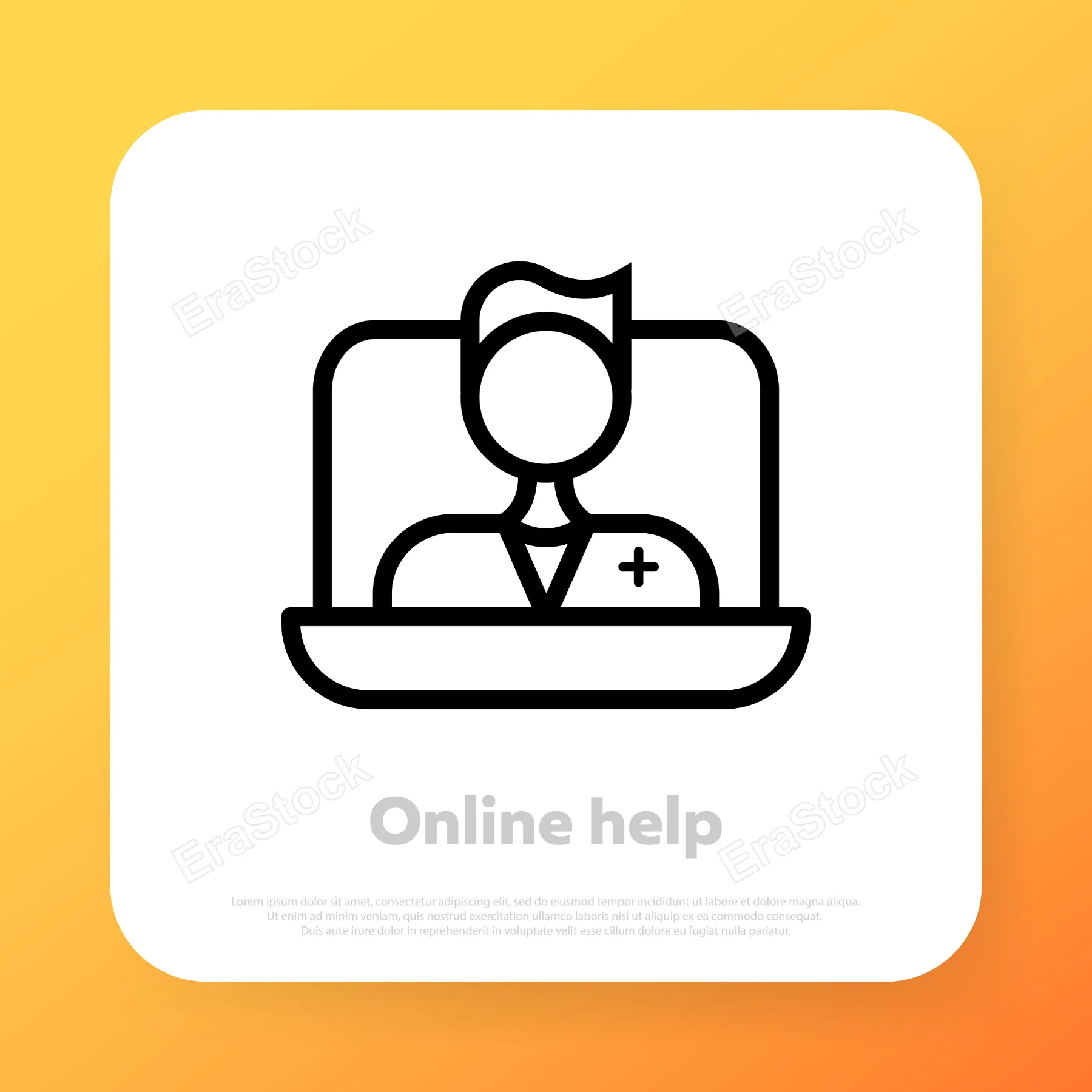 Online consultation icon. Doctor videocalling. Online medical service. Medical web site or app. Vector line icon for Business and Advertising.