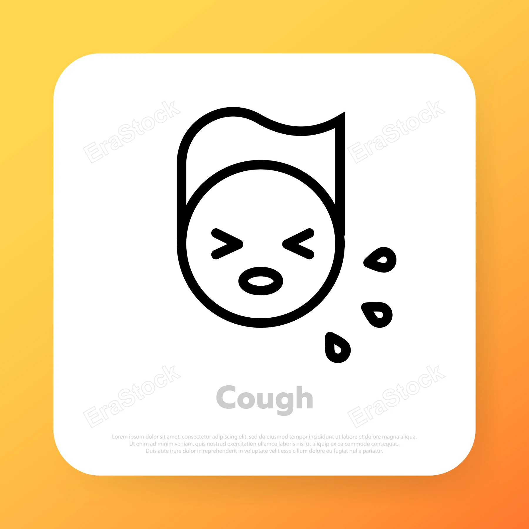 Cough icon. Sick patient. Flu disease prevention, cold symptoms. Fever headache sneezing, sore throat. Vector line icon for Business and Advertising.