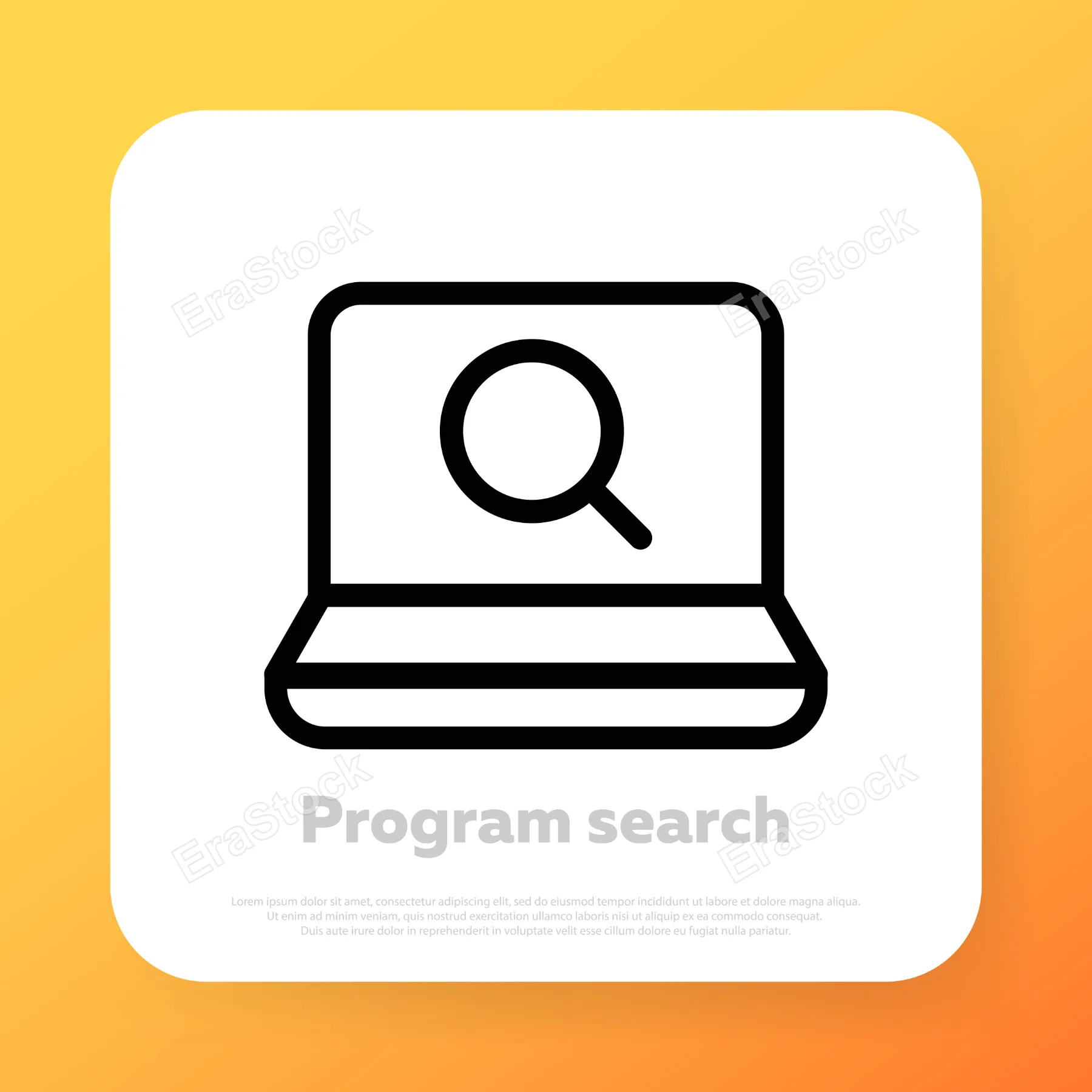 Data and information search icon. Laptop with loupe sign on the screen. Data analytics for website. Vector line icon for Business and Advertising.