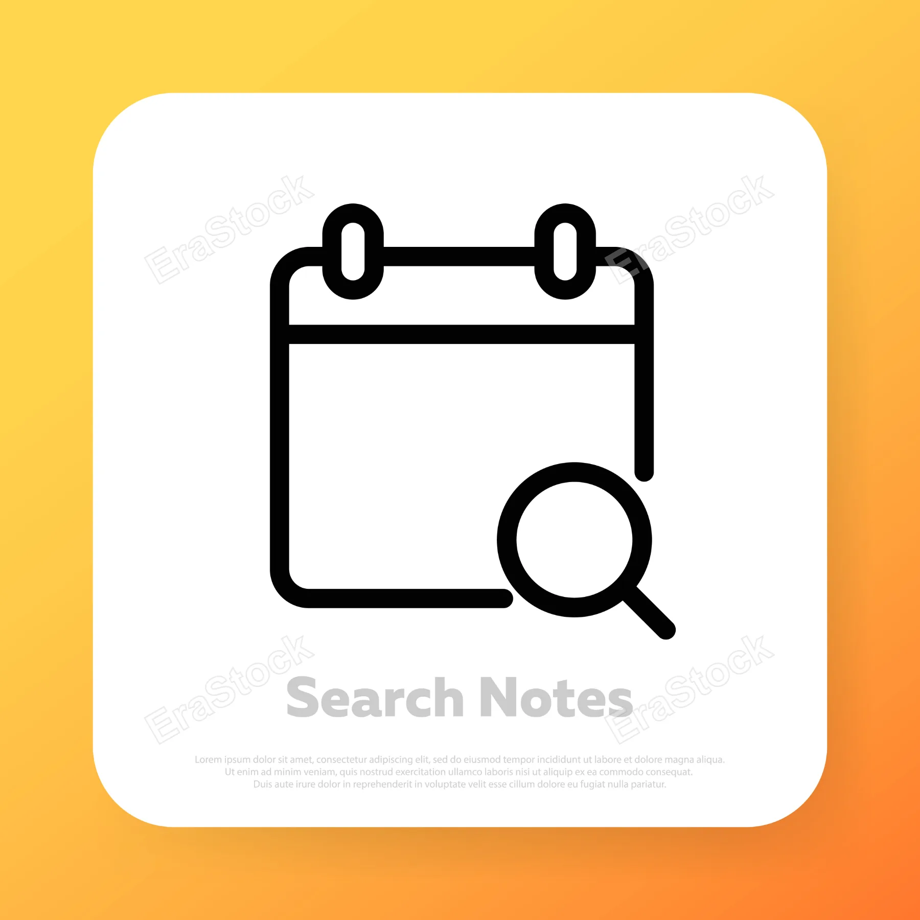 Search calendar data icon. Search notes. Vector line icon for Business and Advertising.