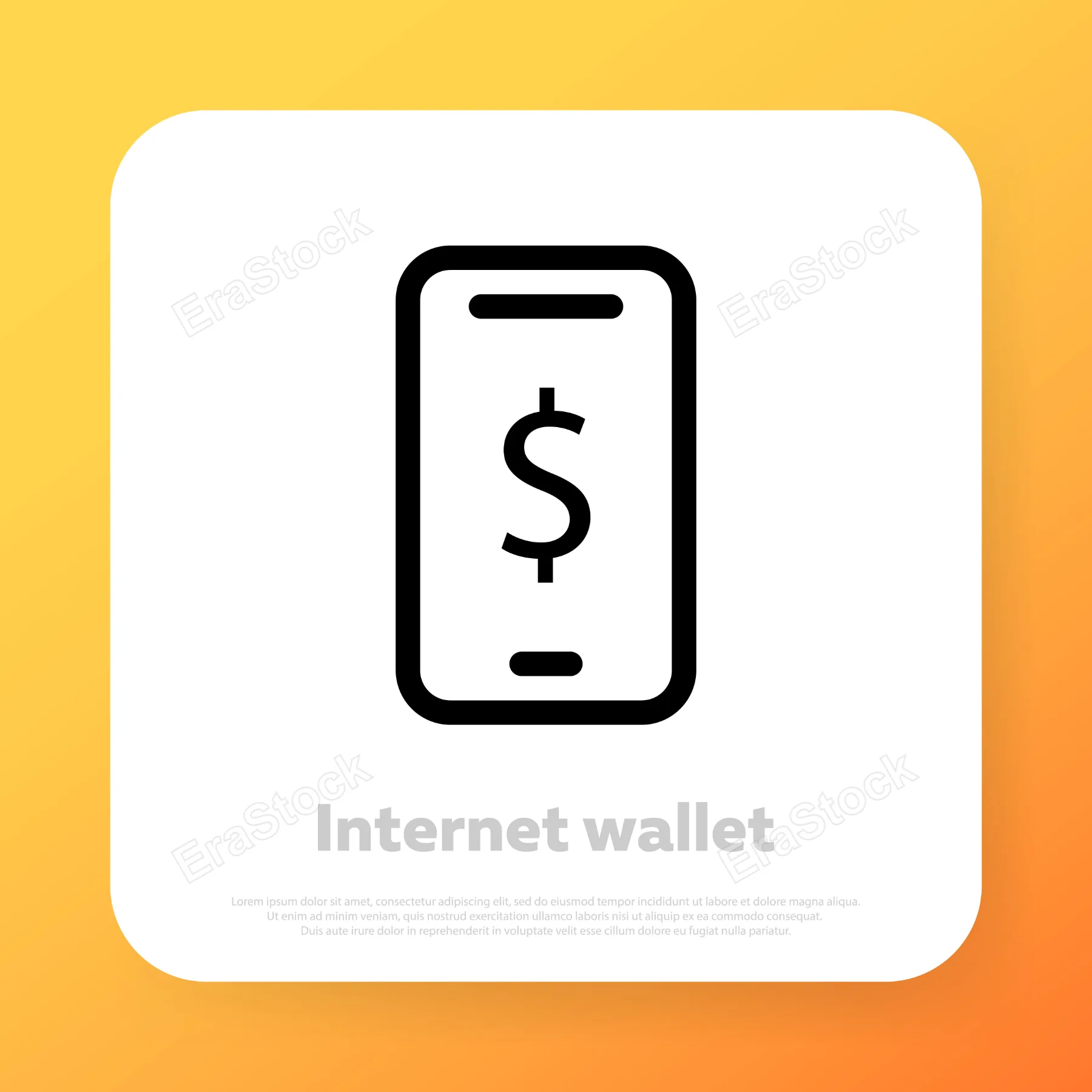 Internet wallet icon. Digital mobile money. Online payment. Vector line icon for Business and Advertising.