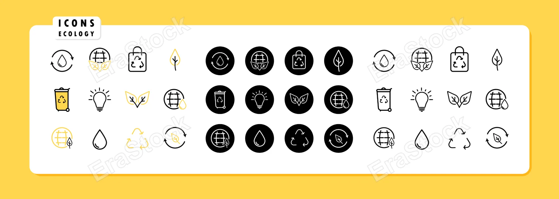 Ecology icon set. Save environment concept. Recycle trash. Vector line icon for Business and Advertising.
