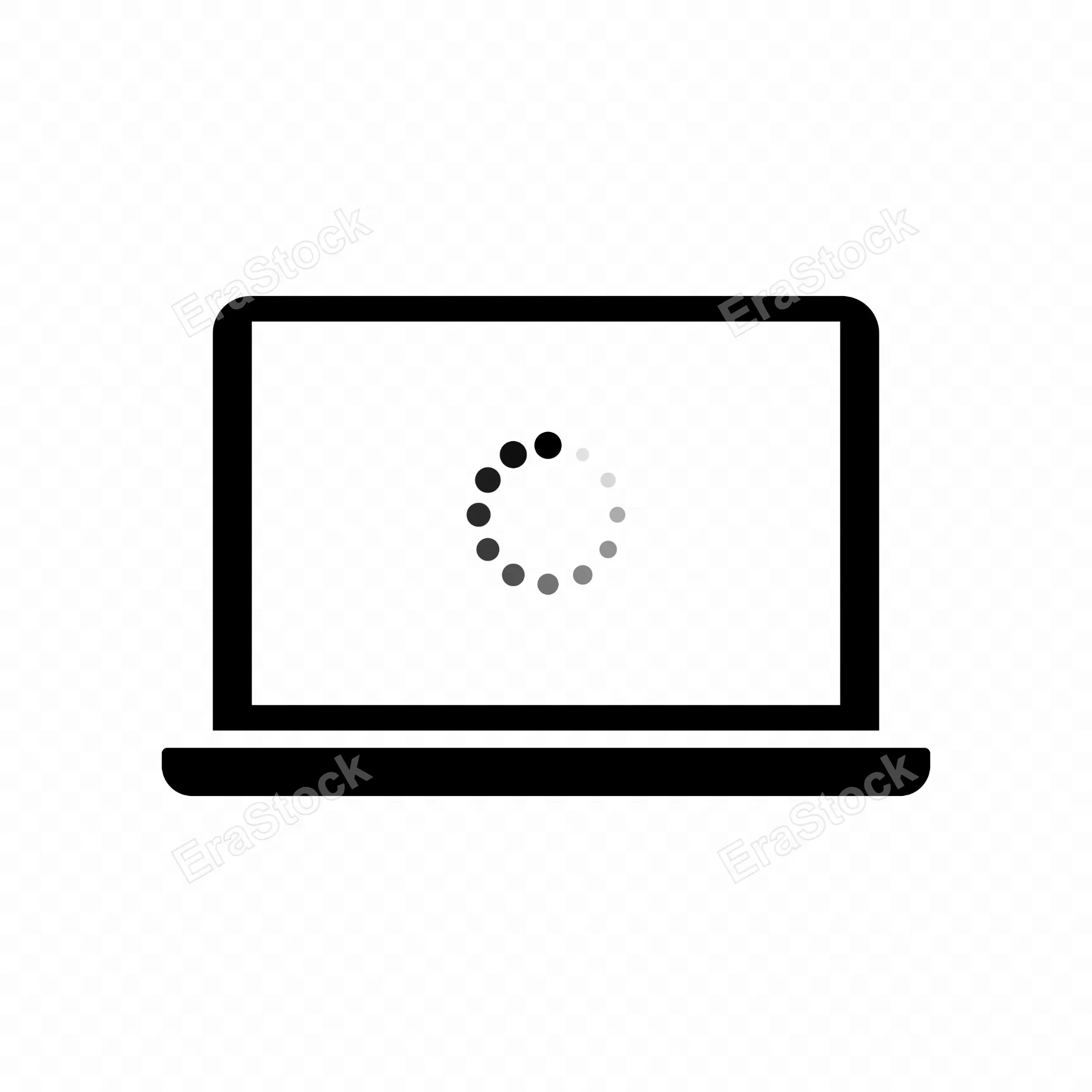 Software update on laptop icon. Laptop with loading sign on the screen. System upgrade for your web site design, logo, app, UI. Vector line icon for Business and Advertising.