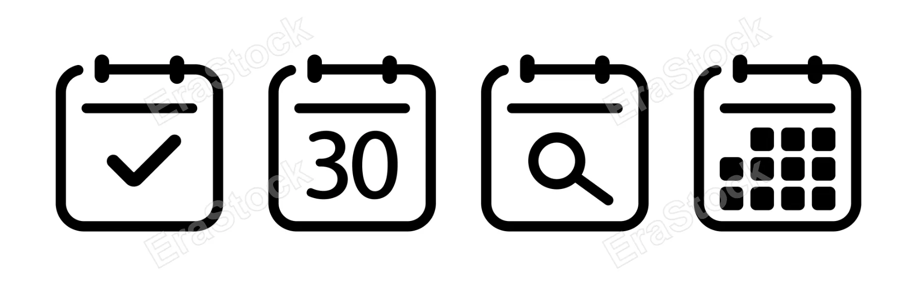 Calendar icon set. Schedule a meeting. Planner sign. Deadline day. Calendar symbol for your web site design, logo, app, UI. Vector line icon for Business and Advertising.