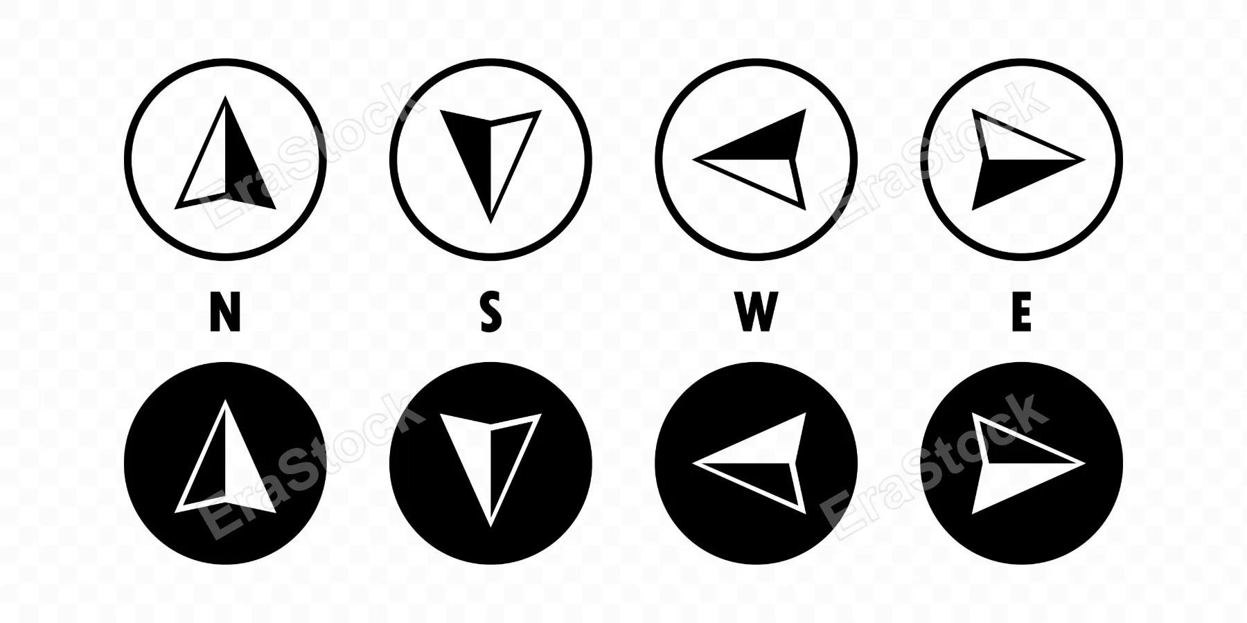 Compass icon set. North south east and west course icon. Compass symbol for your web site design, logo, app, UI. Vector line icon for Business and Advertising.