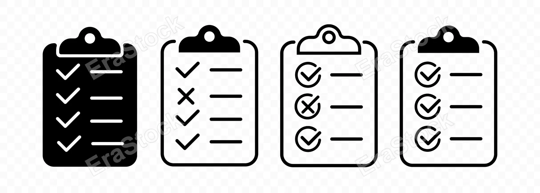 Checklist icon set vector. List to do concept. Clipboard with goals. Business goals. Vector line icon for Business and Advertising.