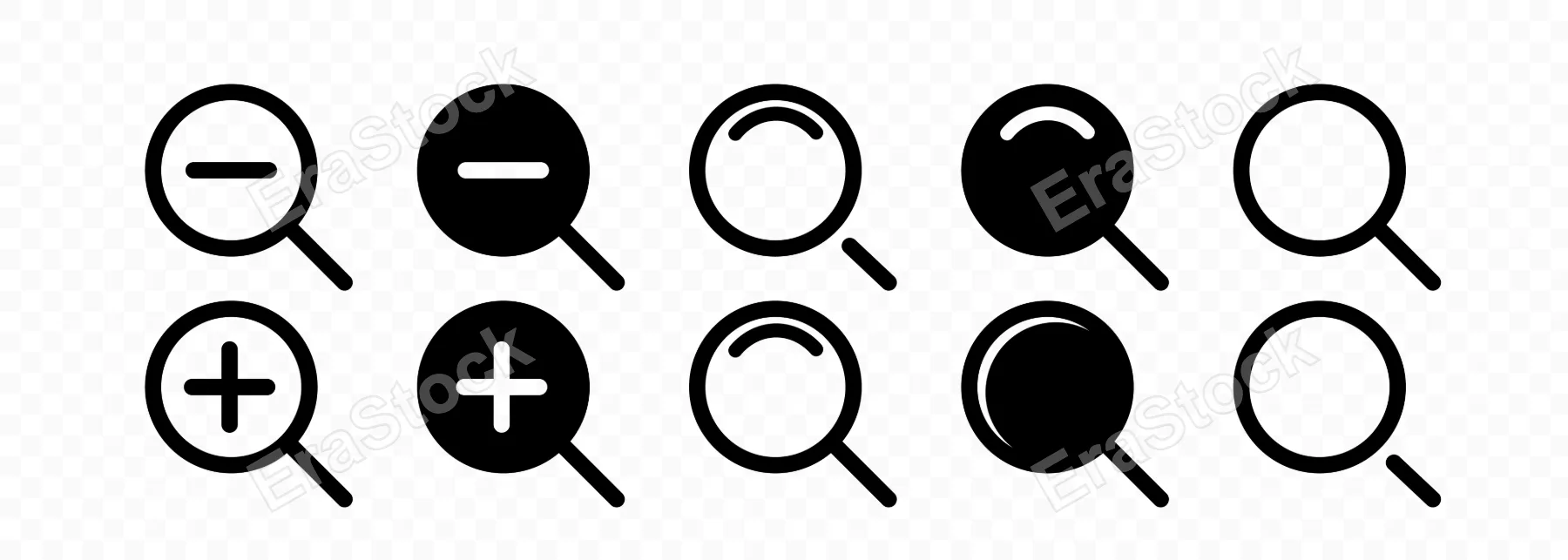 Magnifying glass icon set. Search sign. Collection of high quality magnifier search. Vector line icon for Business and Advertising.