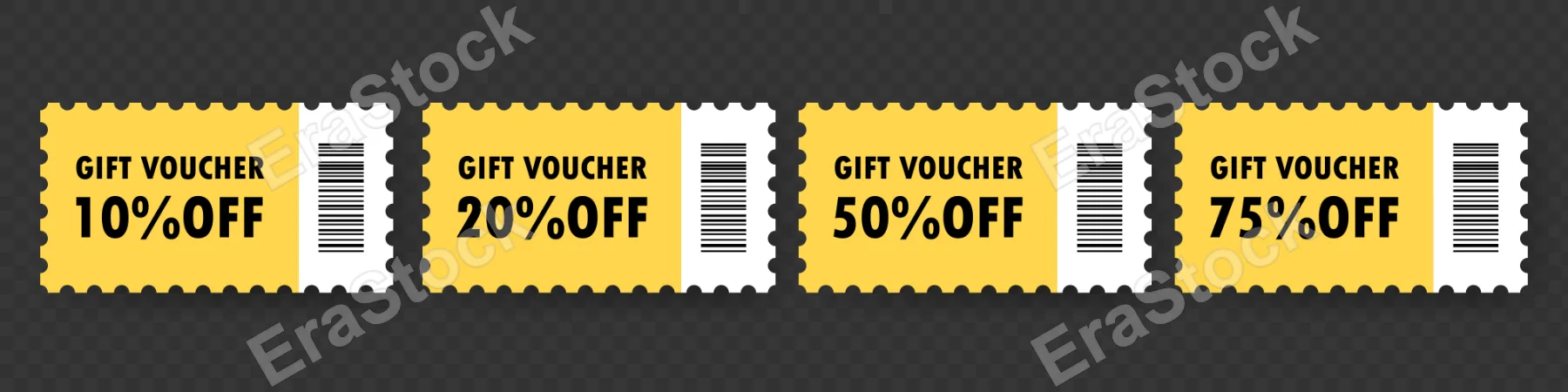Gift voucher icon set. Coupon certificate. Vector line icon for Business and Advertising.
