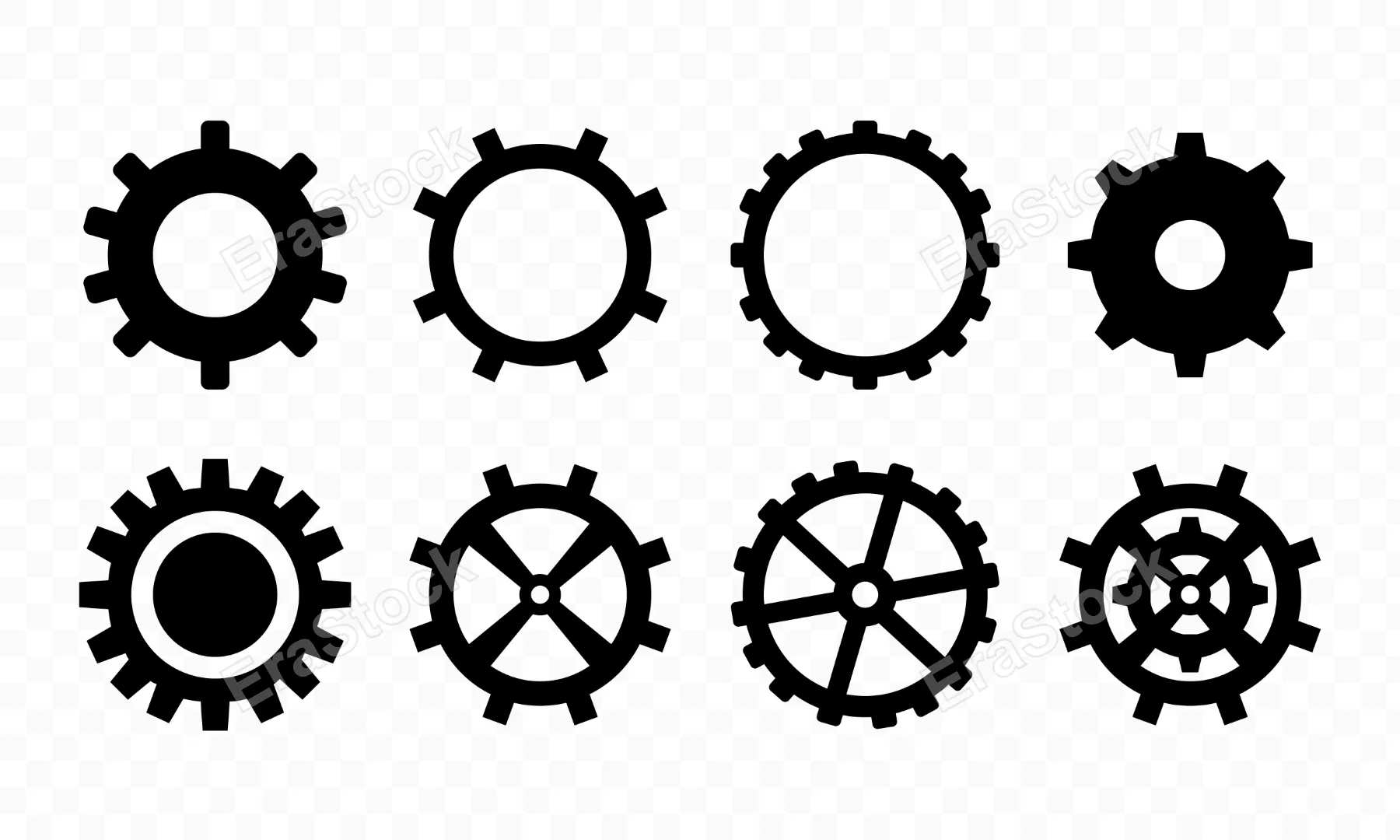Gear icon set. Setting sign. Simple symbol for logo, web, app. Vector line icon for Business and Advertising.