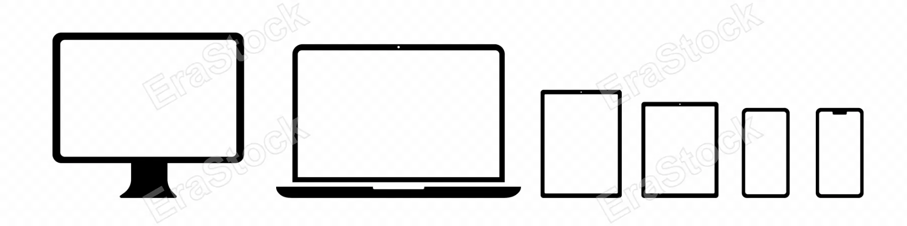 Device mockup icon. Computer laptop tablet and phone. Vector line icon for Business and Advertising.