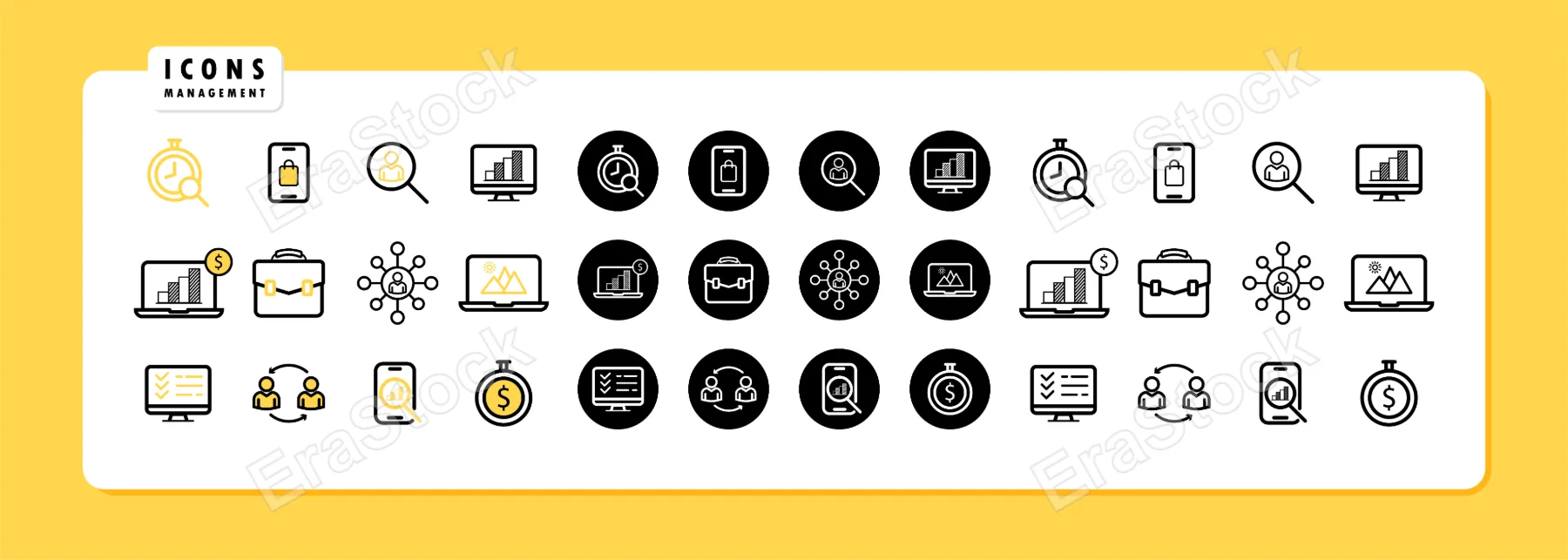 Management icon set. Business concept. Vector line icon for Business and Advertising.