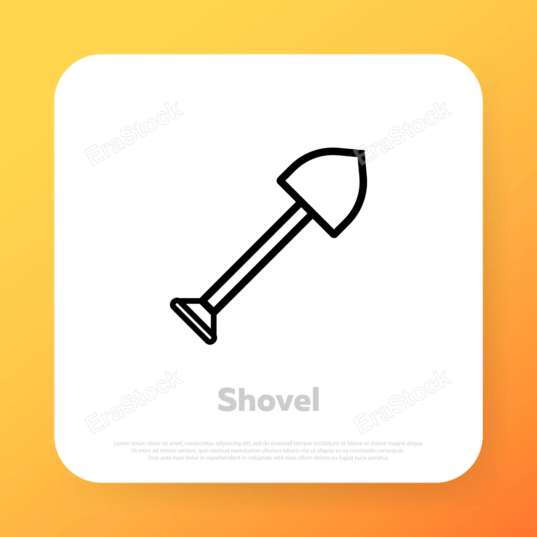 Shovel icon. Construction instrument icon. Vector line icon for Business and Advertising.