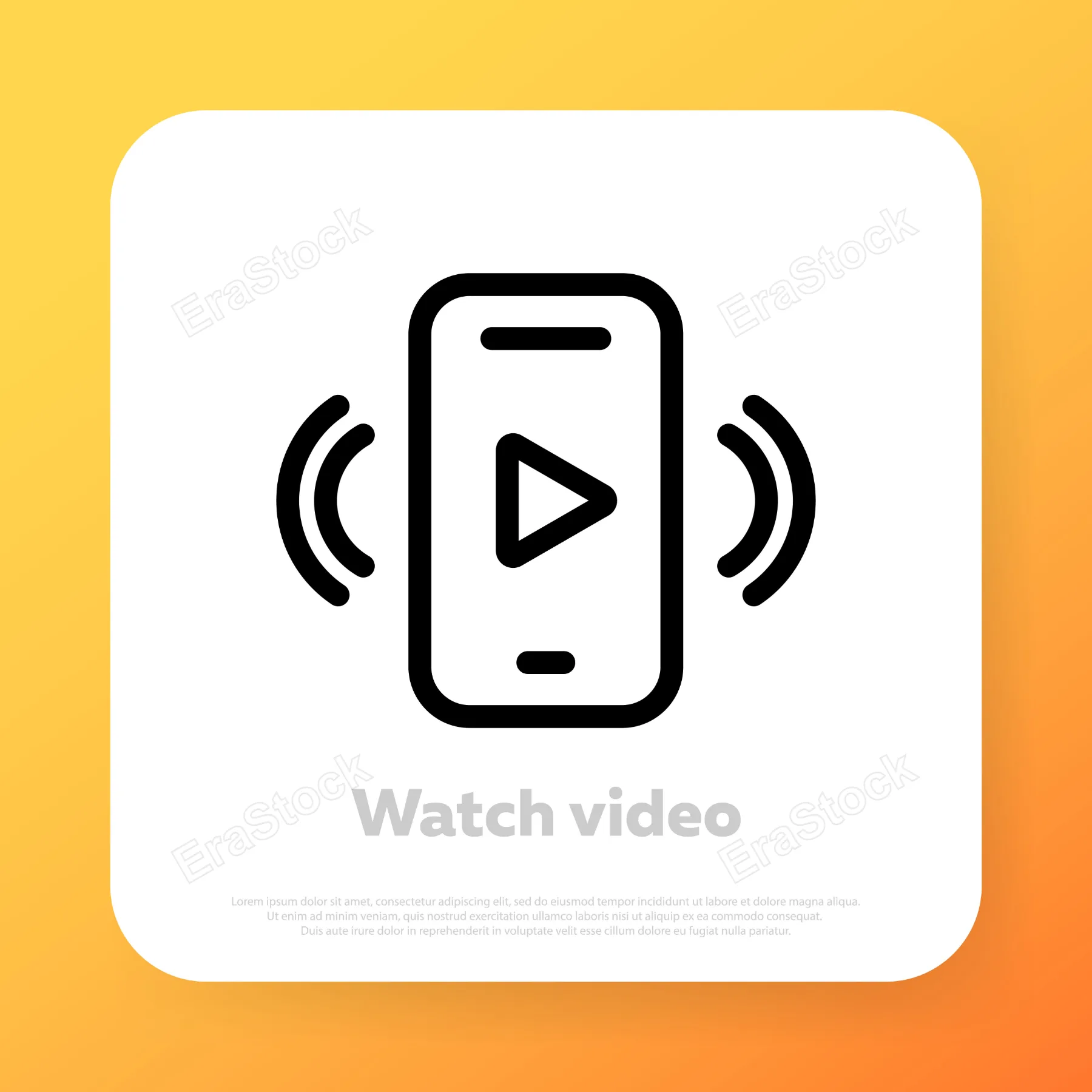 Watching video on the phone icon. Live streaming. Social media concept. Vector line icon for Business and Advertising.