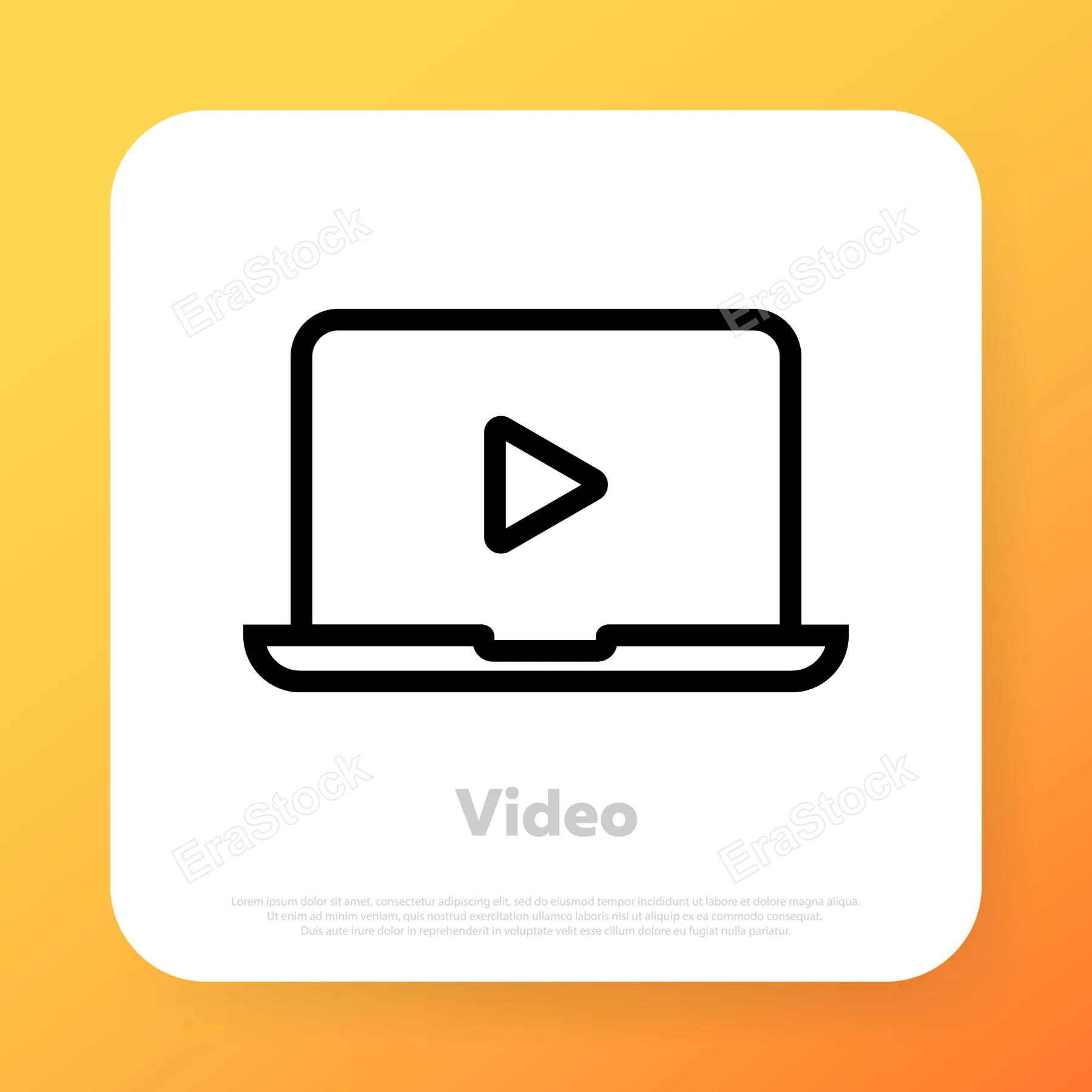 Watching video on the laptop icon. Live streaming. Social media concept. Vector line icon for Business and Advertising.