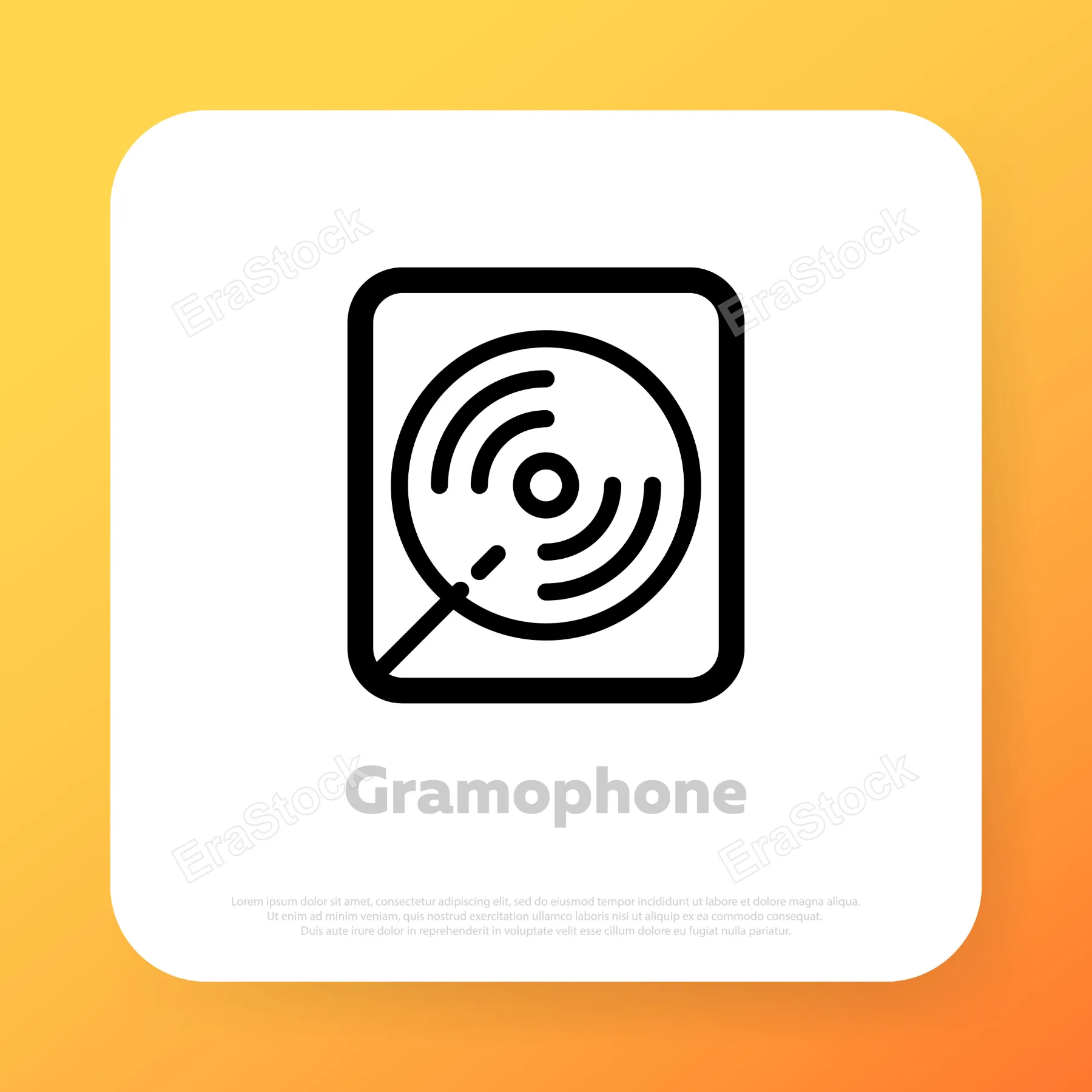 Gramophone icon. Vinul record player icon. Jukebox. Vector line icon for Business and Advertising.