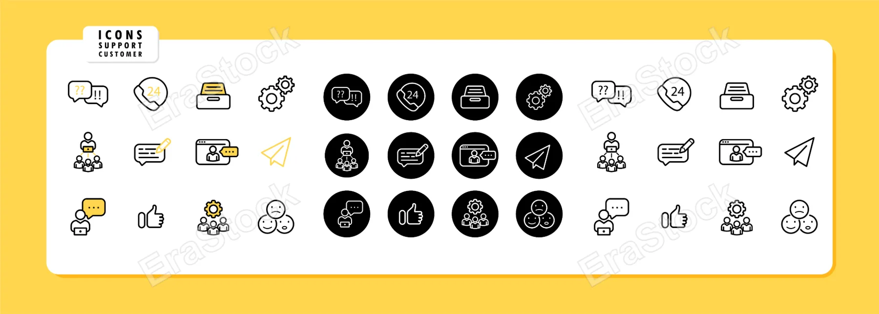 Support customer icon set. Online support, helpline, technical operator. Vector line icon for Business and Advertising.