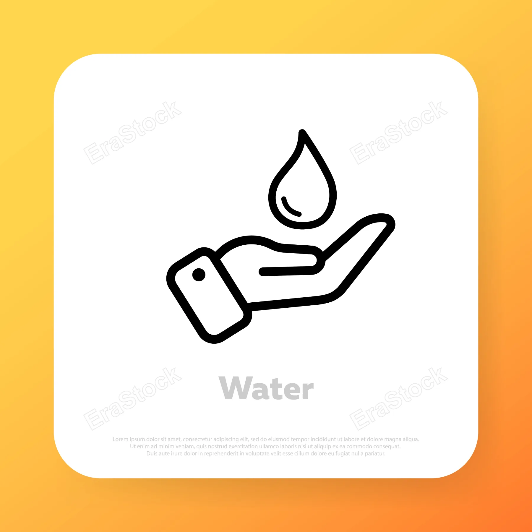 Water drop in hand icon. Save water concept. Vector line icon for Business and Advertising.