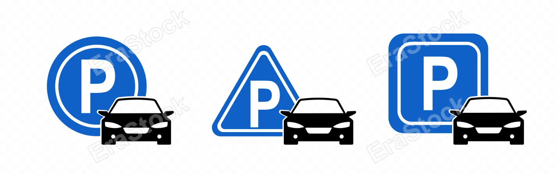 Parking sign set. Place for your car concept. Vector line icon for Business and Advertising.