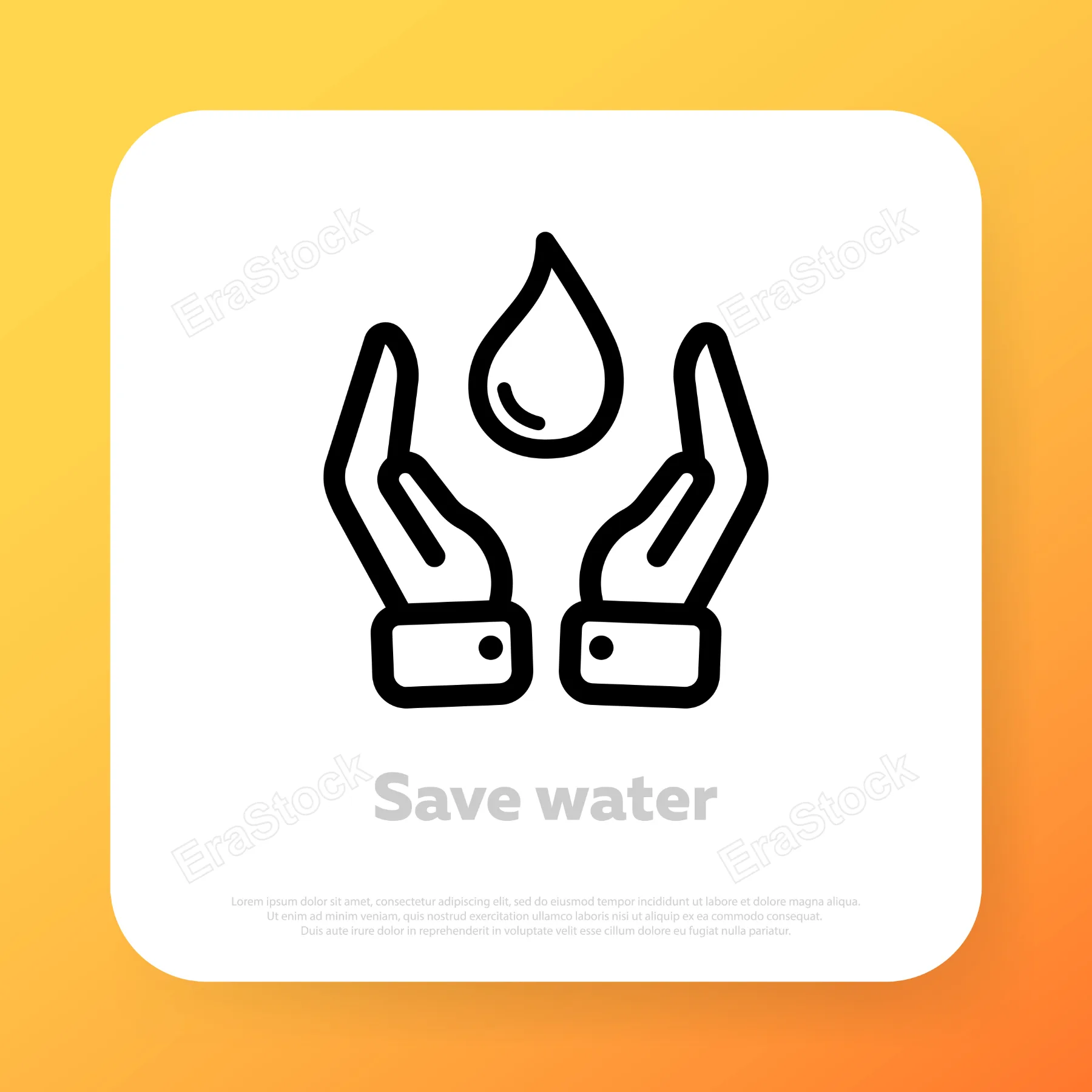 Water drop in hand icon. Save water concept. Vector line icon for Business and Advertising.