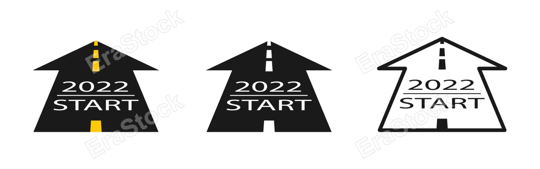2022 start icon set. Happy New 2022 Year concept. Vector line icon for Business and Advertising.