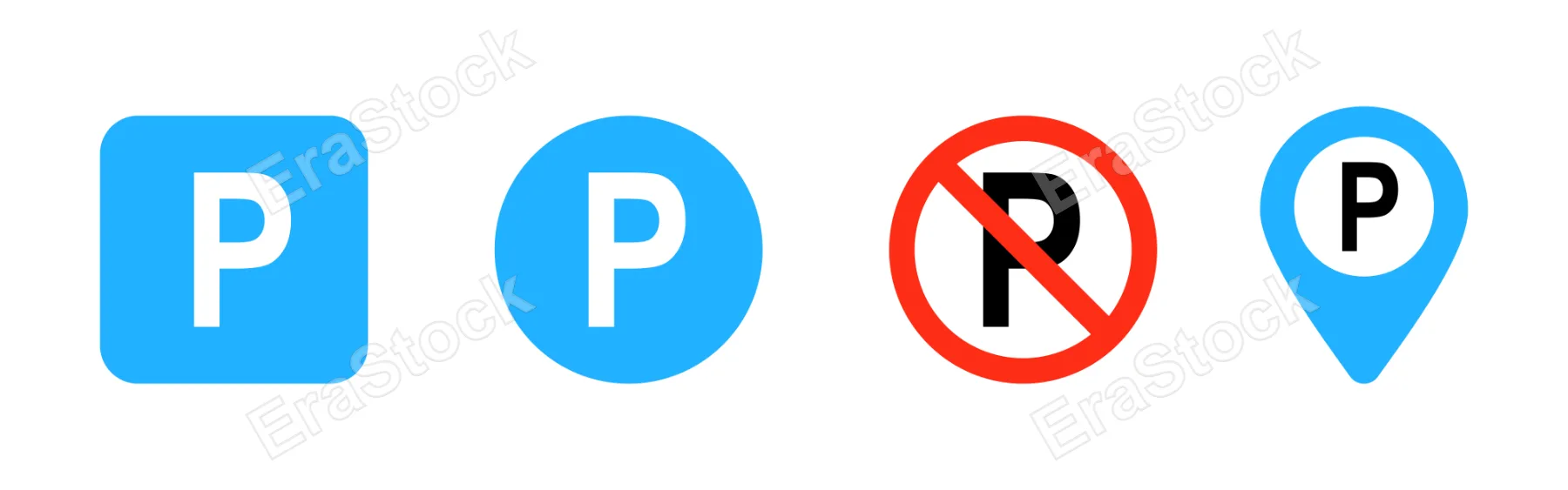 Parking sign set. Place for your car concept. Vector line icon for Business and Advertising.