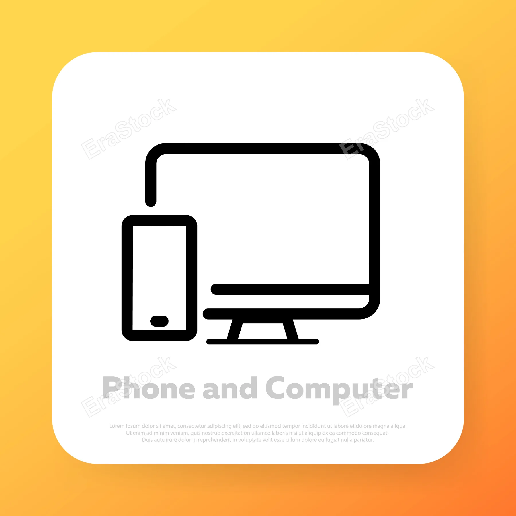 Phone and computer line icon. Gadget device. Vector line icon for Business and Advertising.