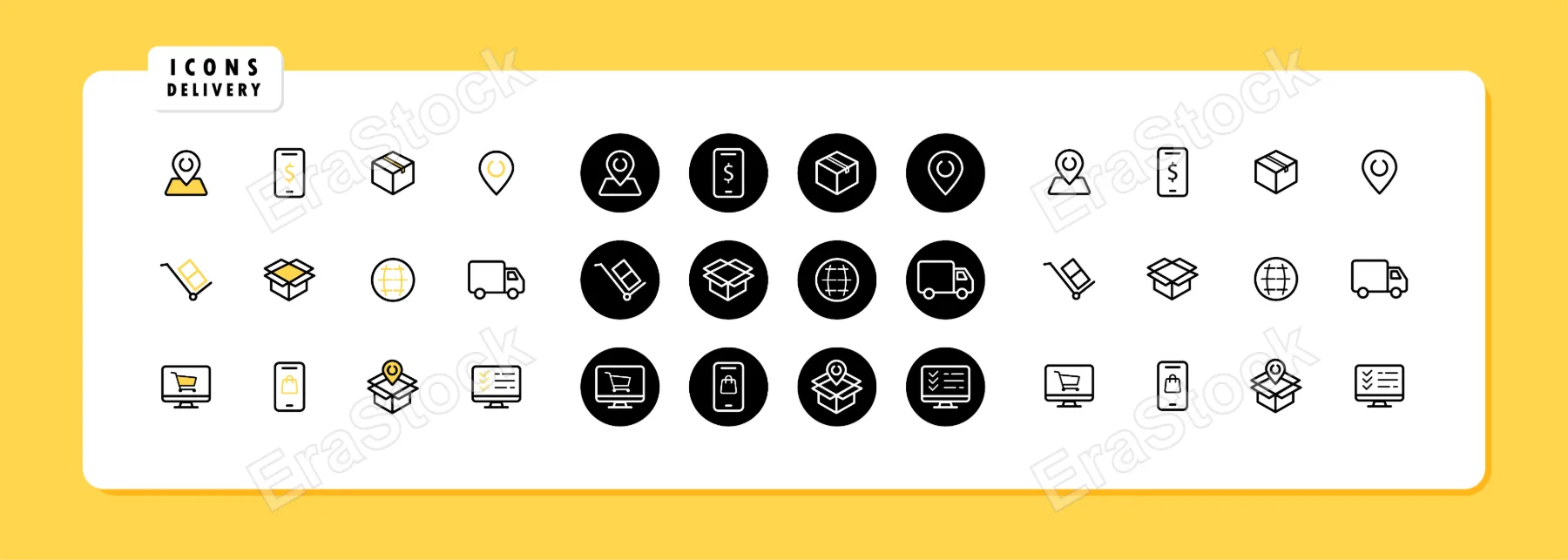 Delivery icon set vector. Online shopping, free delivery, shipping service. Vector line icon set for Business and Advertising.