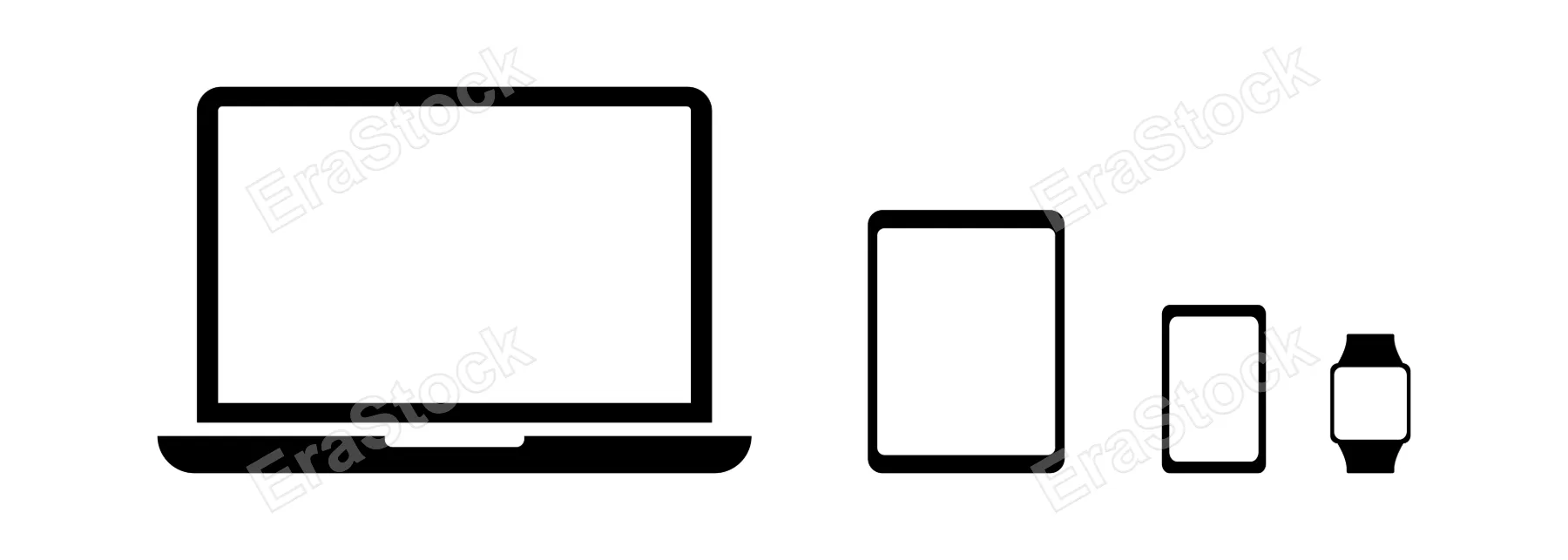 Gadgets device icon set. Laptop, tablet, smartphone and smart watches icon set. Vector line icon for Business and Advertising.
