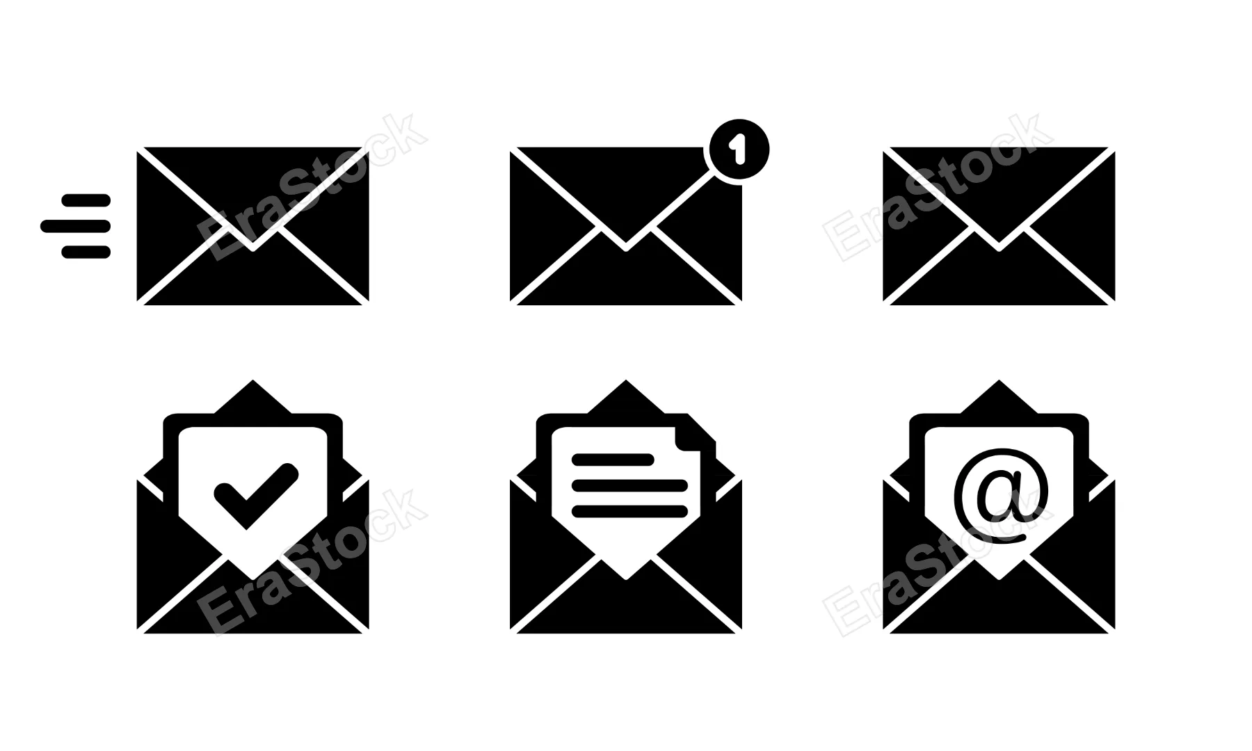 Envelope icon set. Email document. Newsletter sign. Vector line icon for Business and Advertising.
