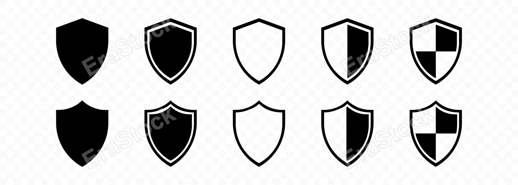 Shield icon set. Privacy protection concept. Vector line icon for Business and Advertising.