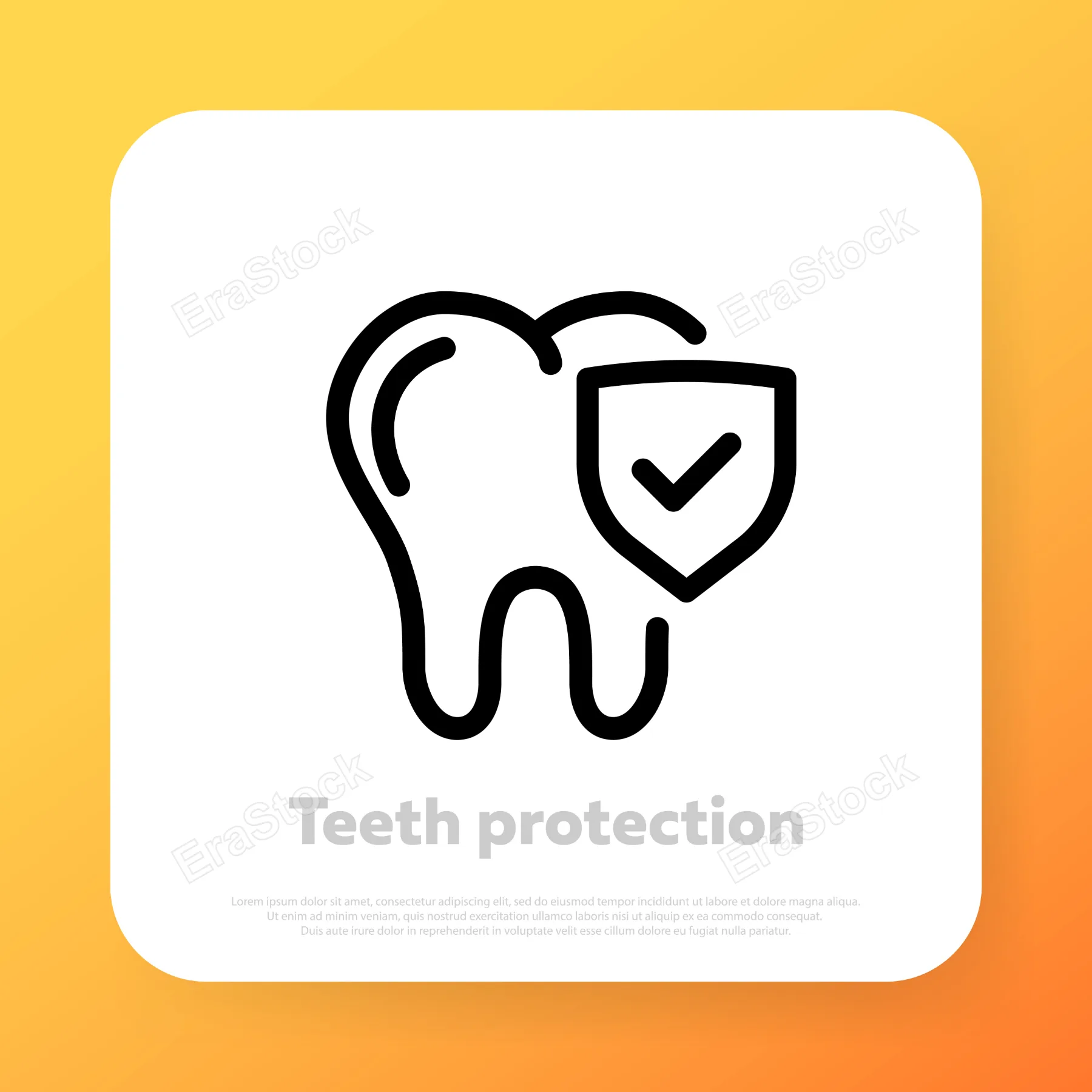 Teeth protection icon. Anti caries protection. Dental care concept. Vector line icon for Business and Advertising.
