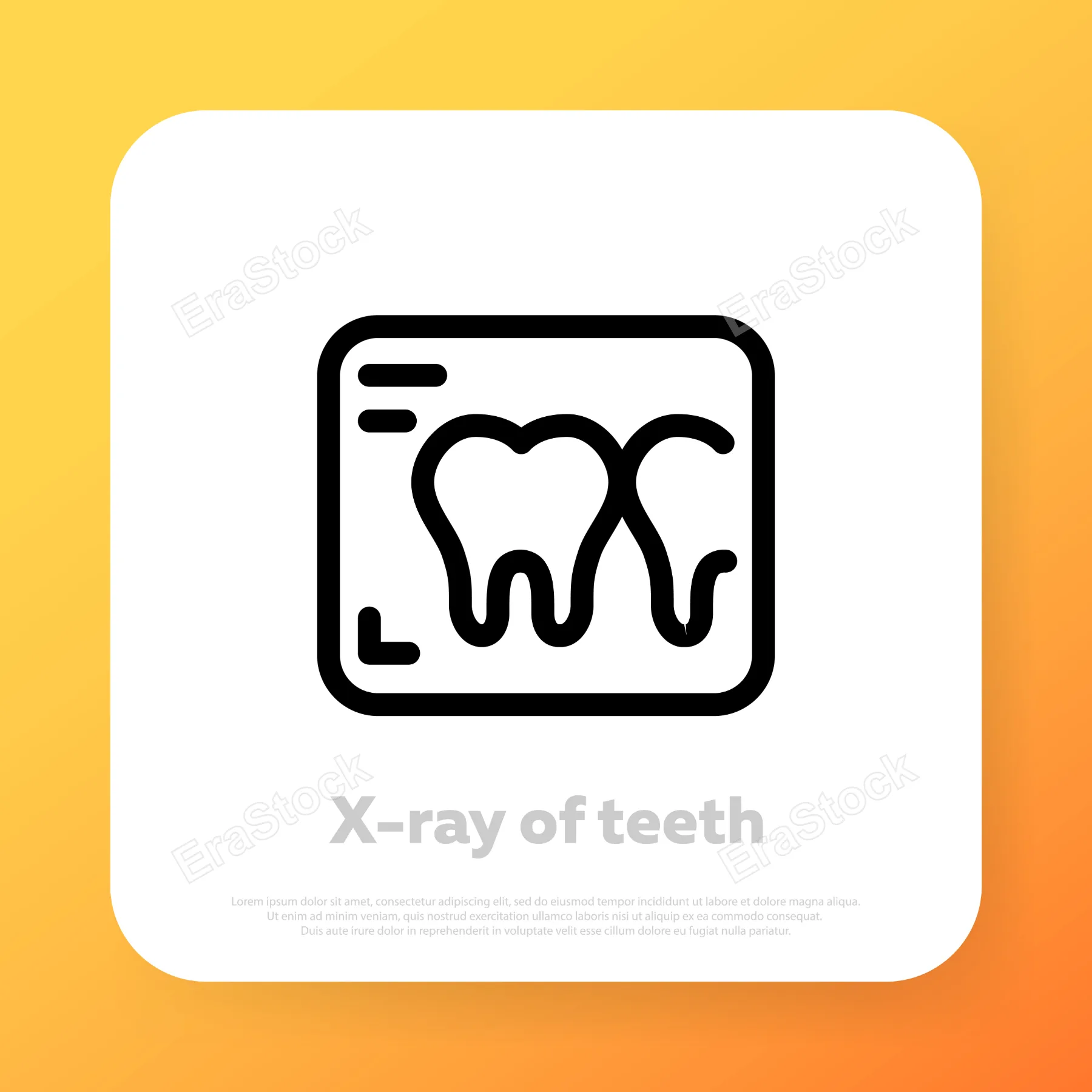 X ray of teeth icon. Dental anatomy. Professionals of ontology work. Dental clinic. Vector line icon for Business and Advertising.